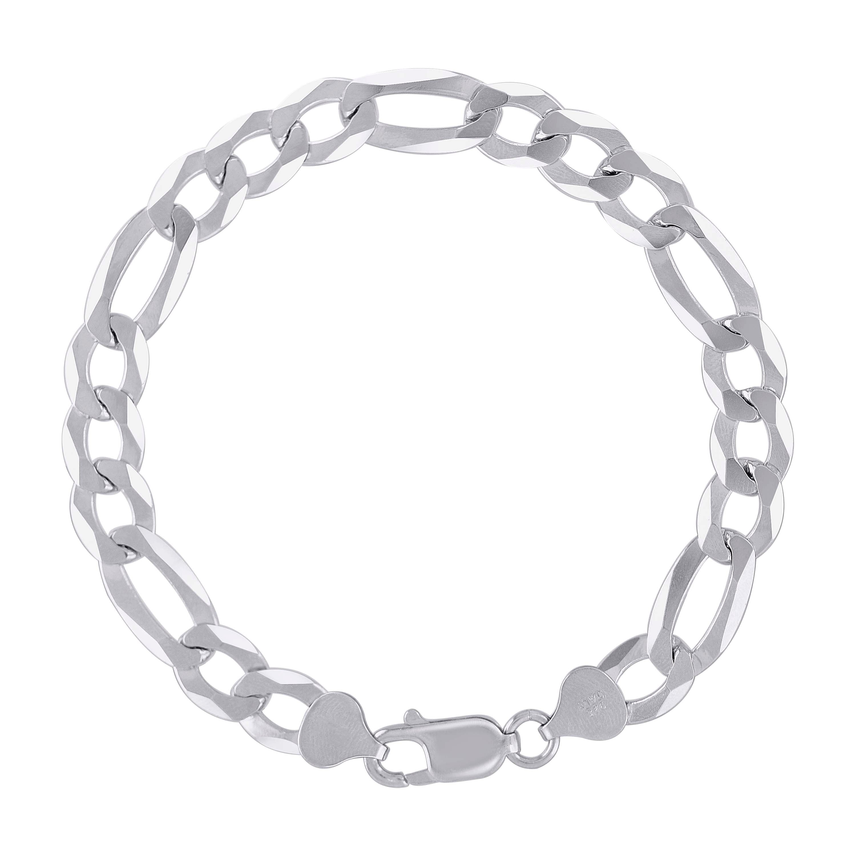 925 Sterling Silver Super Flat Figaro Chain Rhodium Plated 060 2.3mm