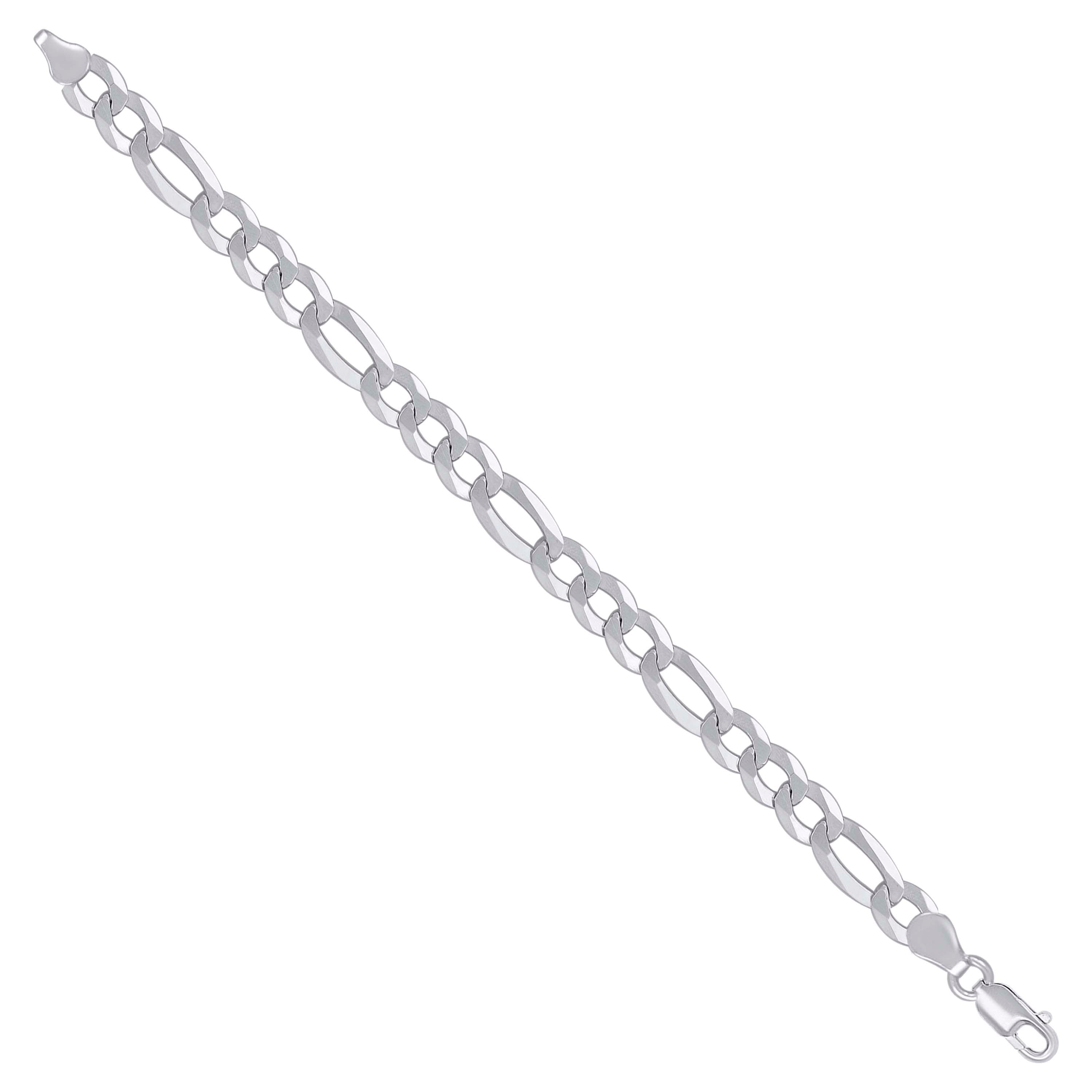 925 Sterling Silver Super Flat Figaro Chain Rhodium Plated 060 2.3mm