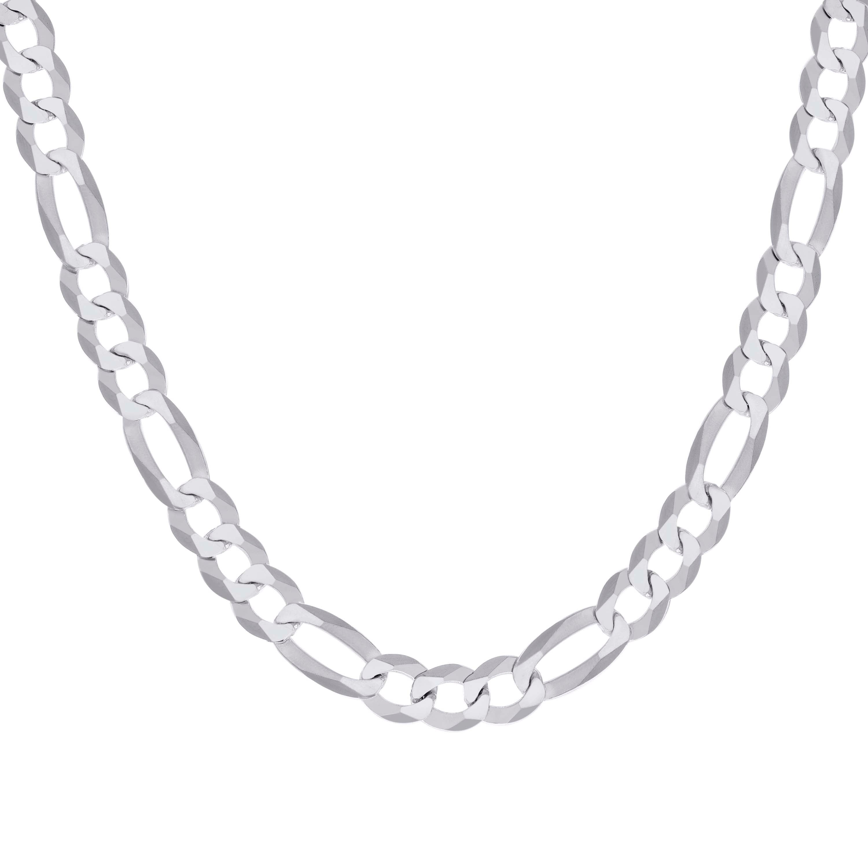 925 Sterling Silver Super Flat Figaro Chain Rhodium Plated 060 2.3mm