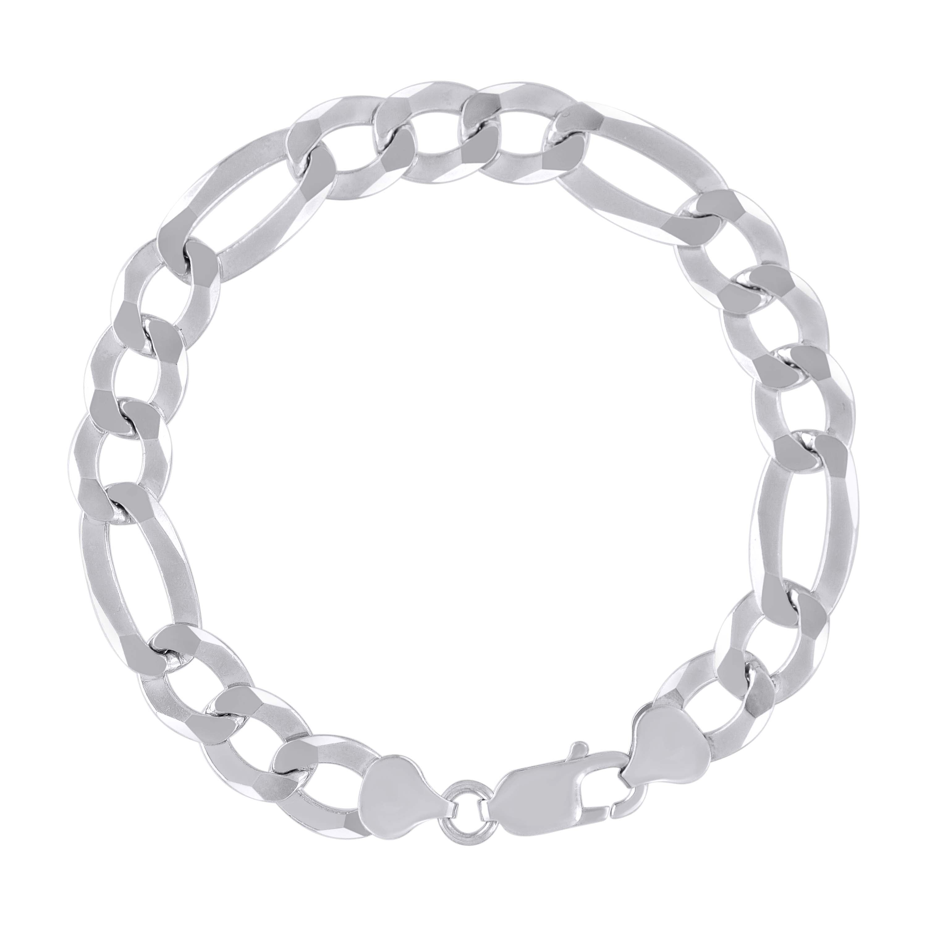 925 Sterling Silver Super Flat Figaro Chain Rhodium Plated 060 2.3mm