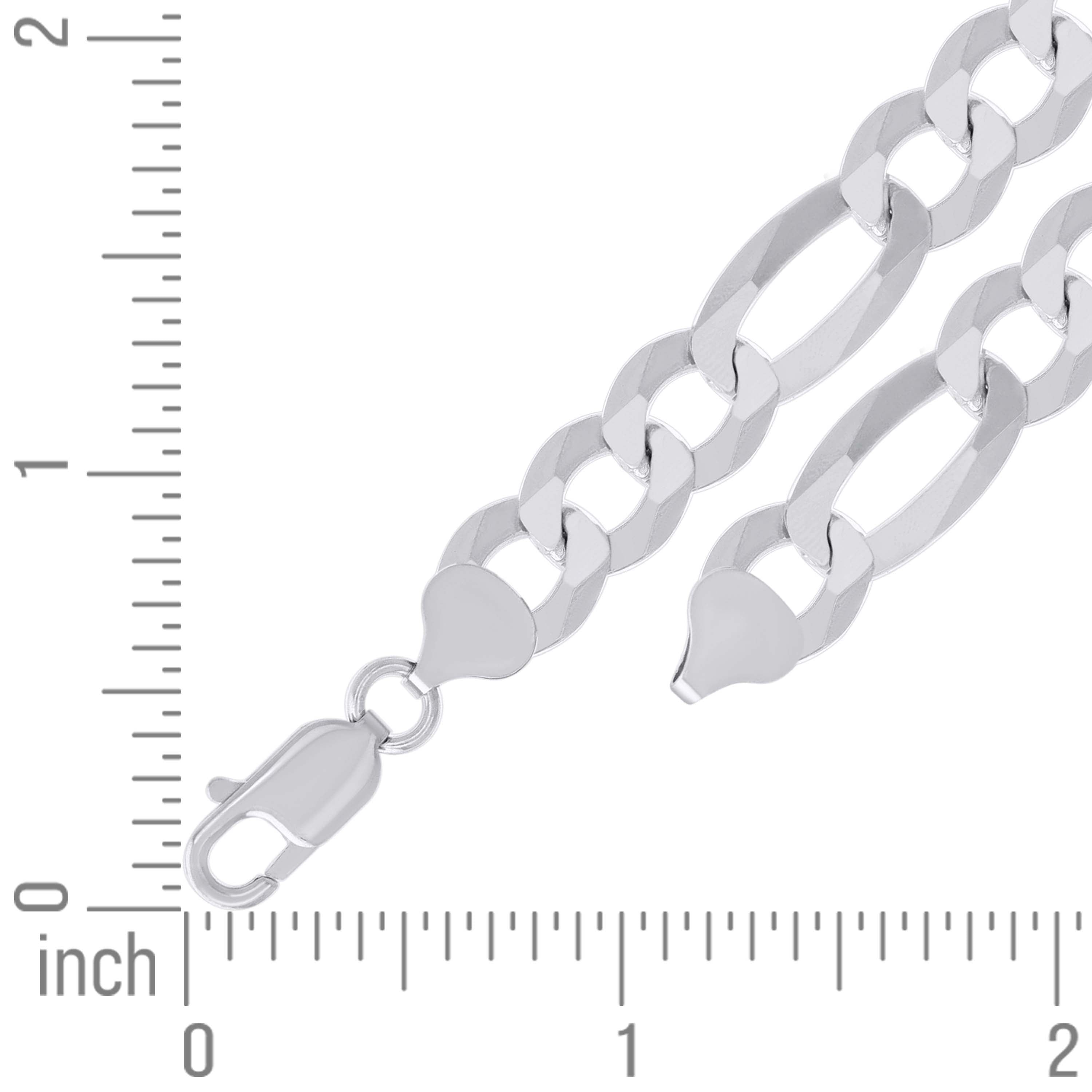 925 Sterling Silver Super Flat Figaro Chain Rhodium Plated 060 2.3mm
