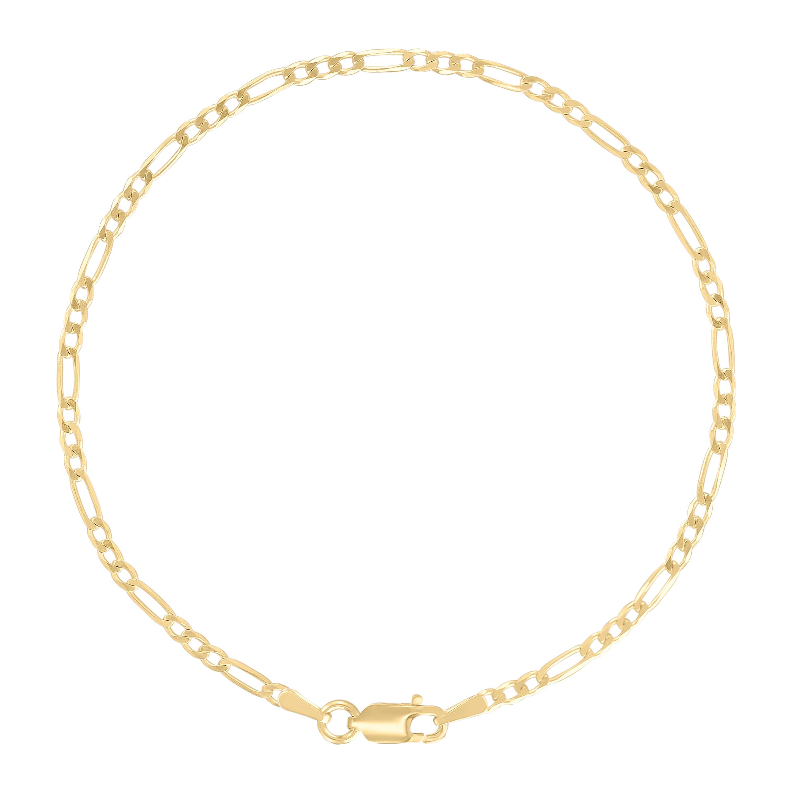 925 Sterling Silver Super Flat Figaro Chain Rhodium Plated 060 2.3mm