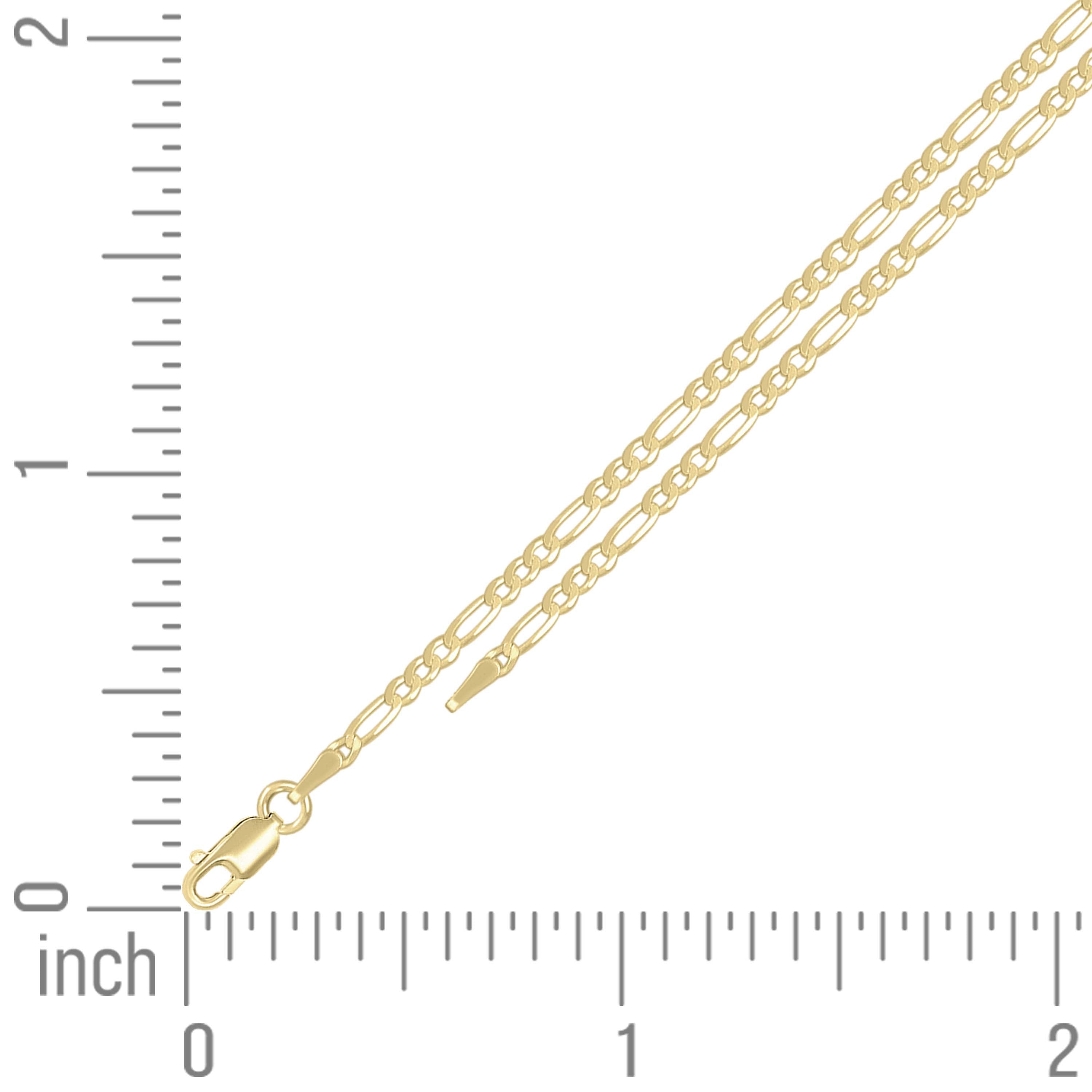 925 Sterling Silver Super Flat Figaro Chain Rhodium Plated 060 2.3mm