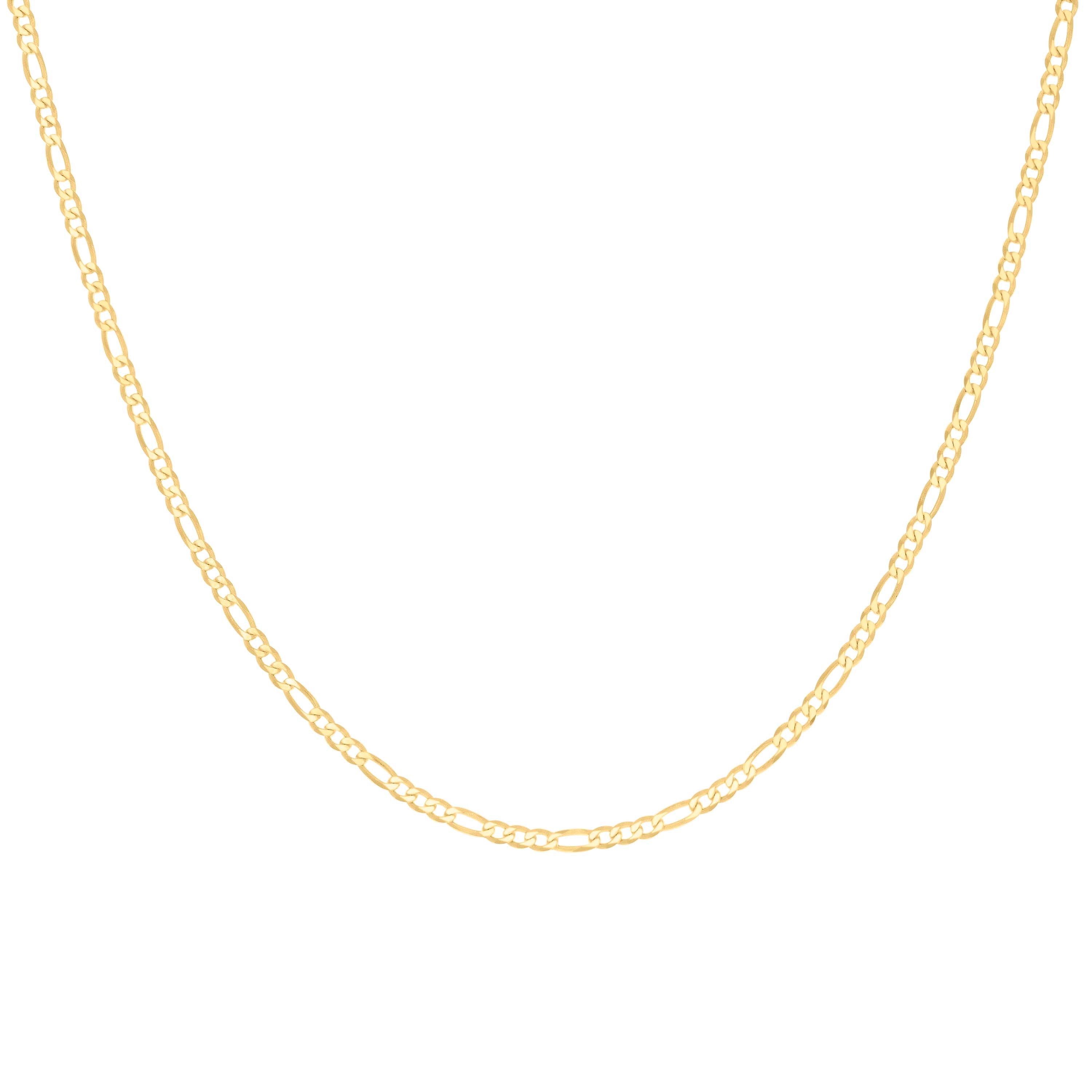 925 Sterling Silver Super Flat Figaro Chain Rhodium Plated 060 2.3mm