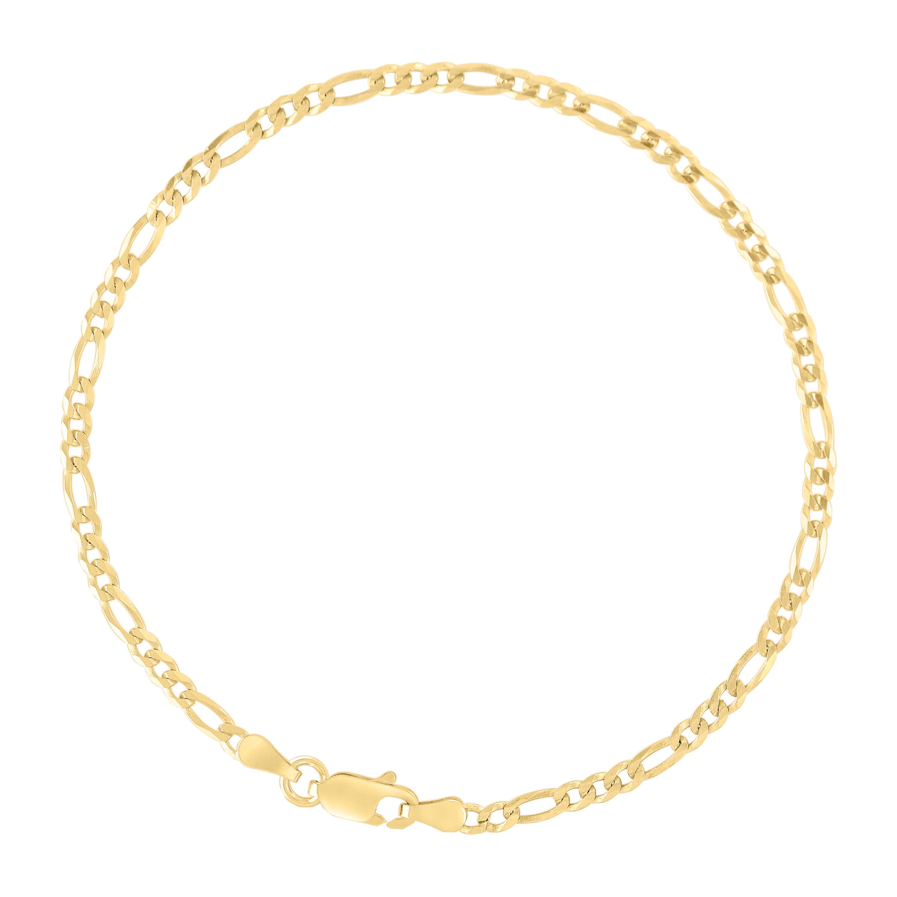 925 Sterling Silver Super Flat Figaro Chain Rhodium Plated 060 2.3mm