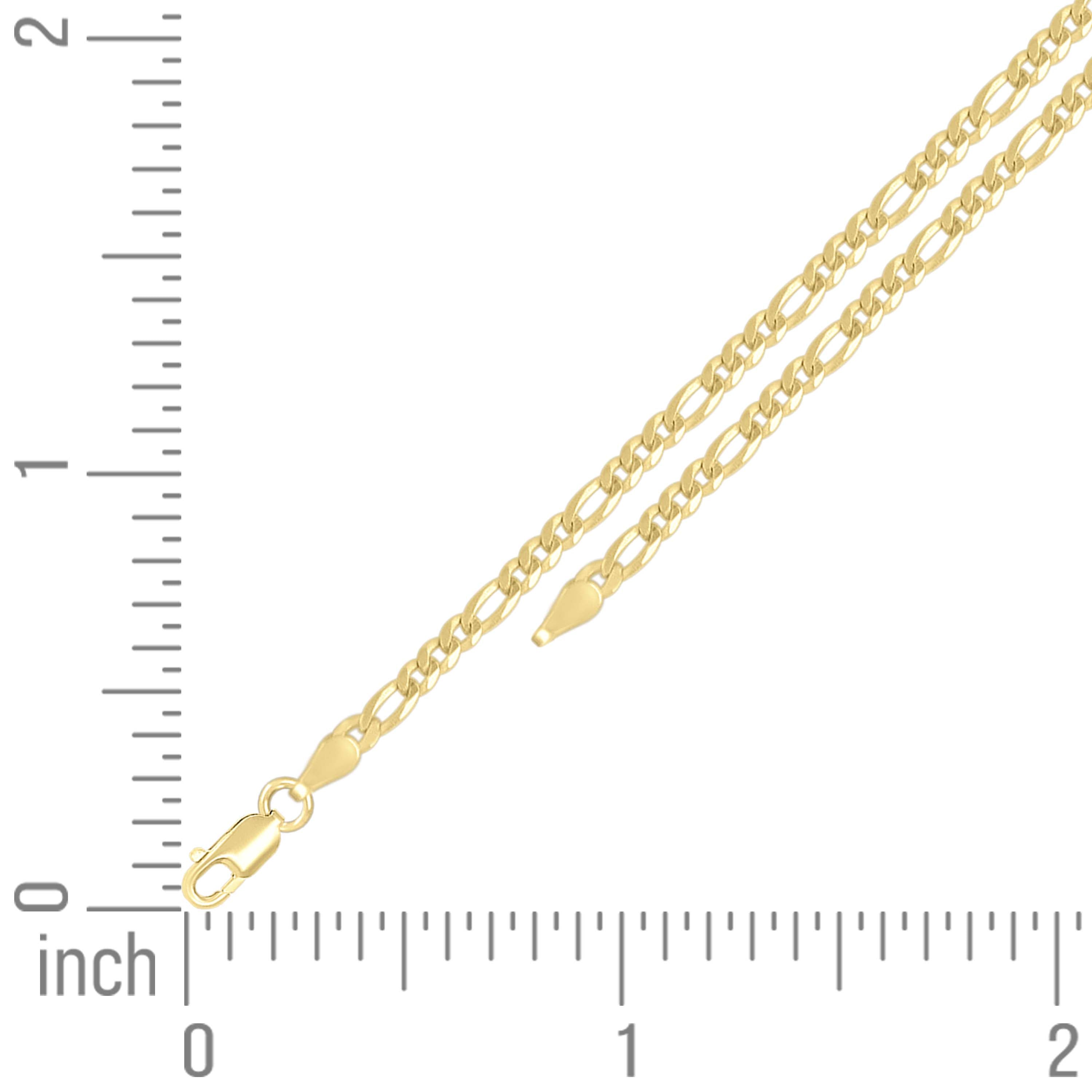 925 Sterling Silver Super Flat Figaro Chain Rhodium Plated 060 2.3mm