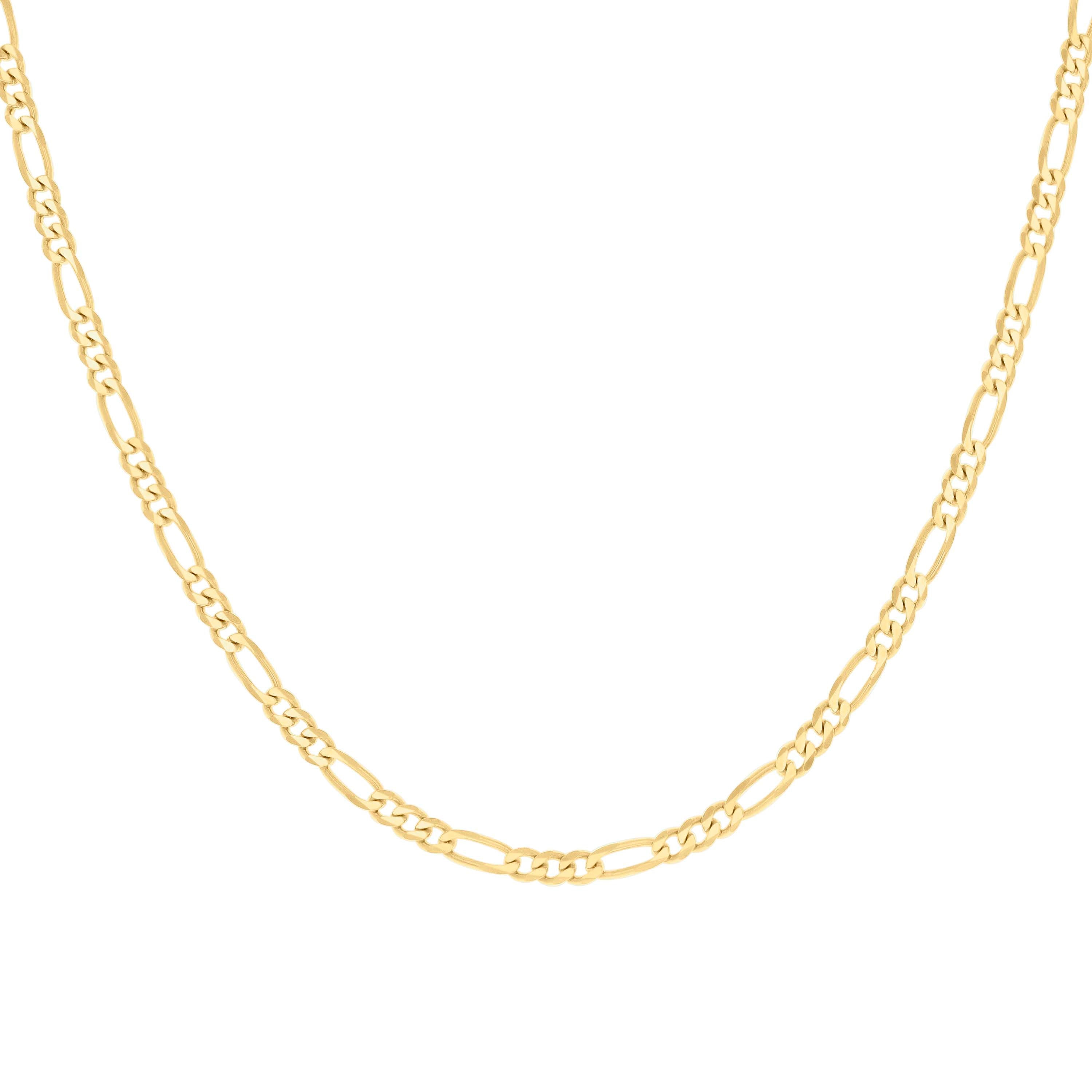 925 Sterling Silver Super Flat Figaro Chain Rhodium Plated 060 2.3mm