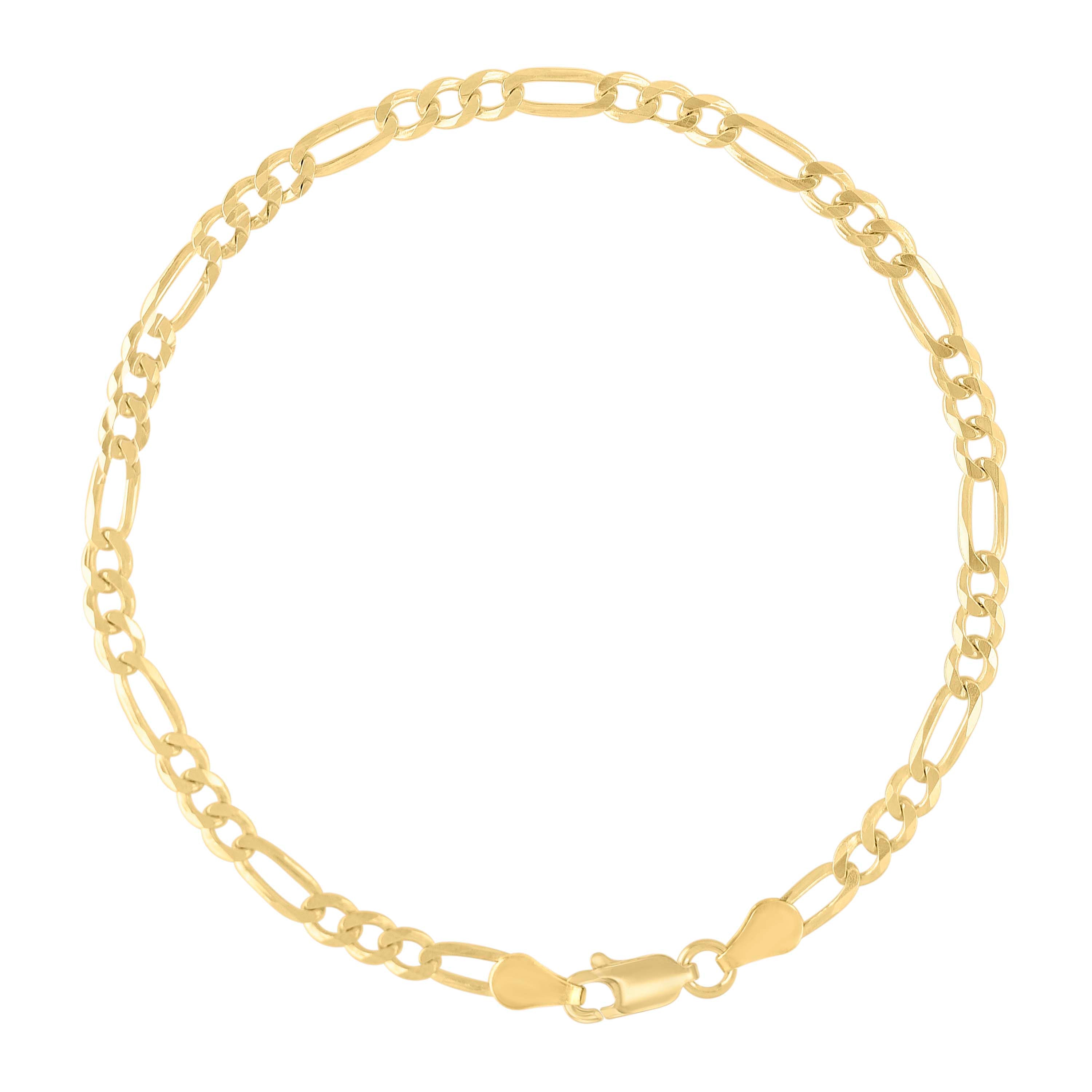 925 Sterling Silver Super Flat Figaro Chain Rhodium Plated 060 2.3mm