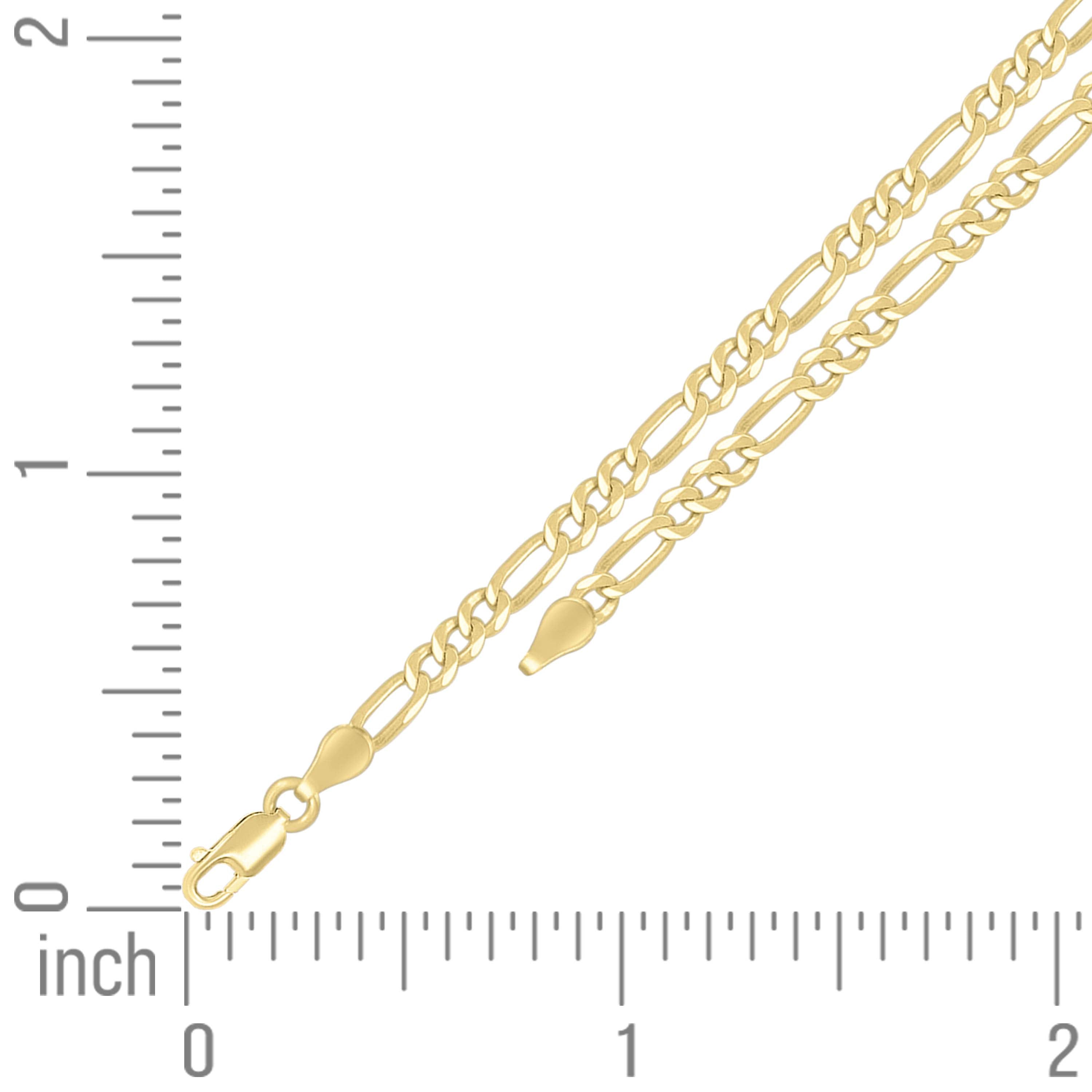 925 Sterling Silver Super Flat Figaro Chain Rhodium Plated 060 2.3mm