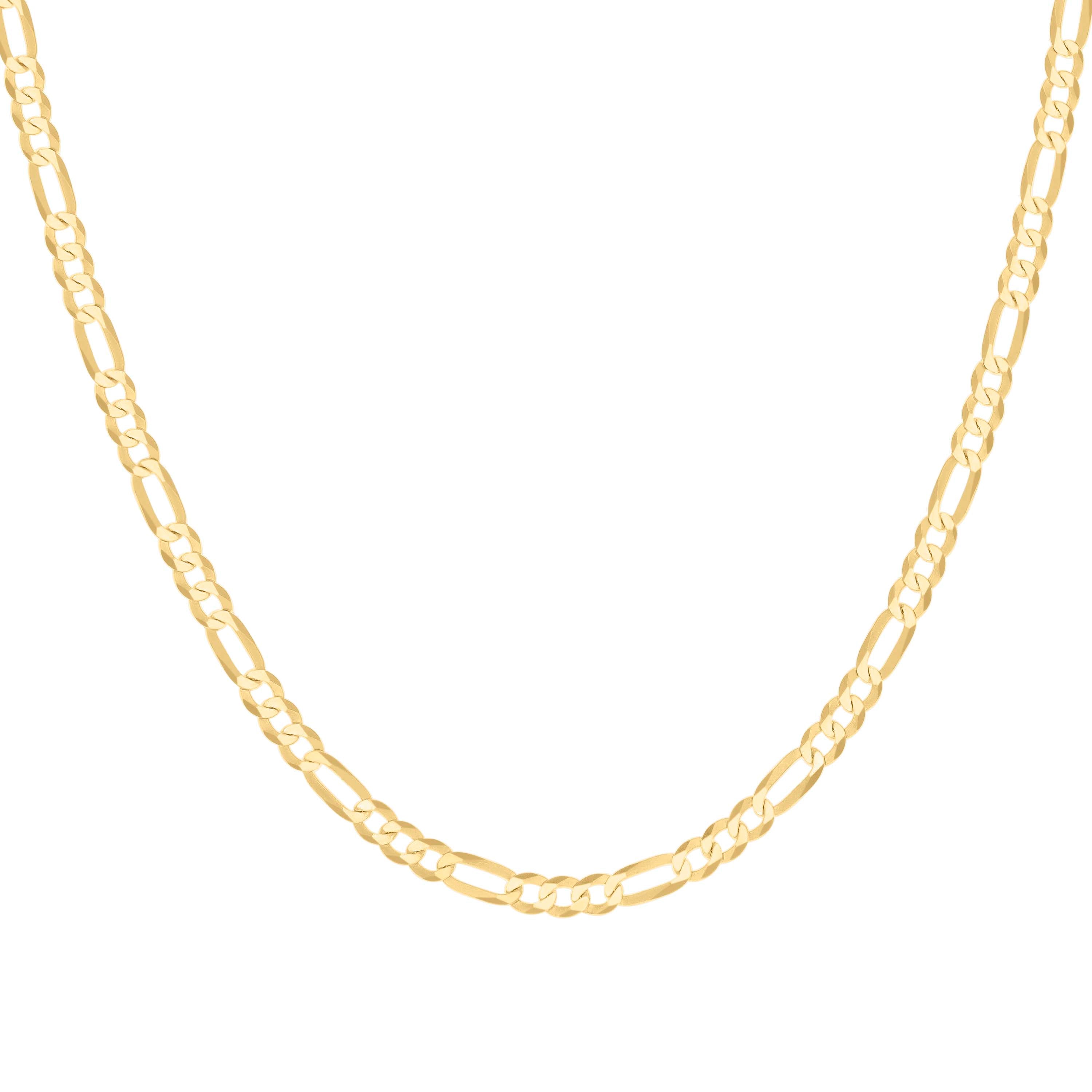 925 Sterling Silver Super Flat Figaro Chain Rhodium Plated 060 2.3mm