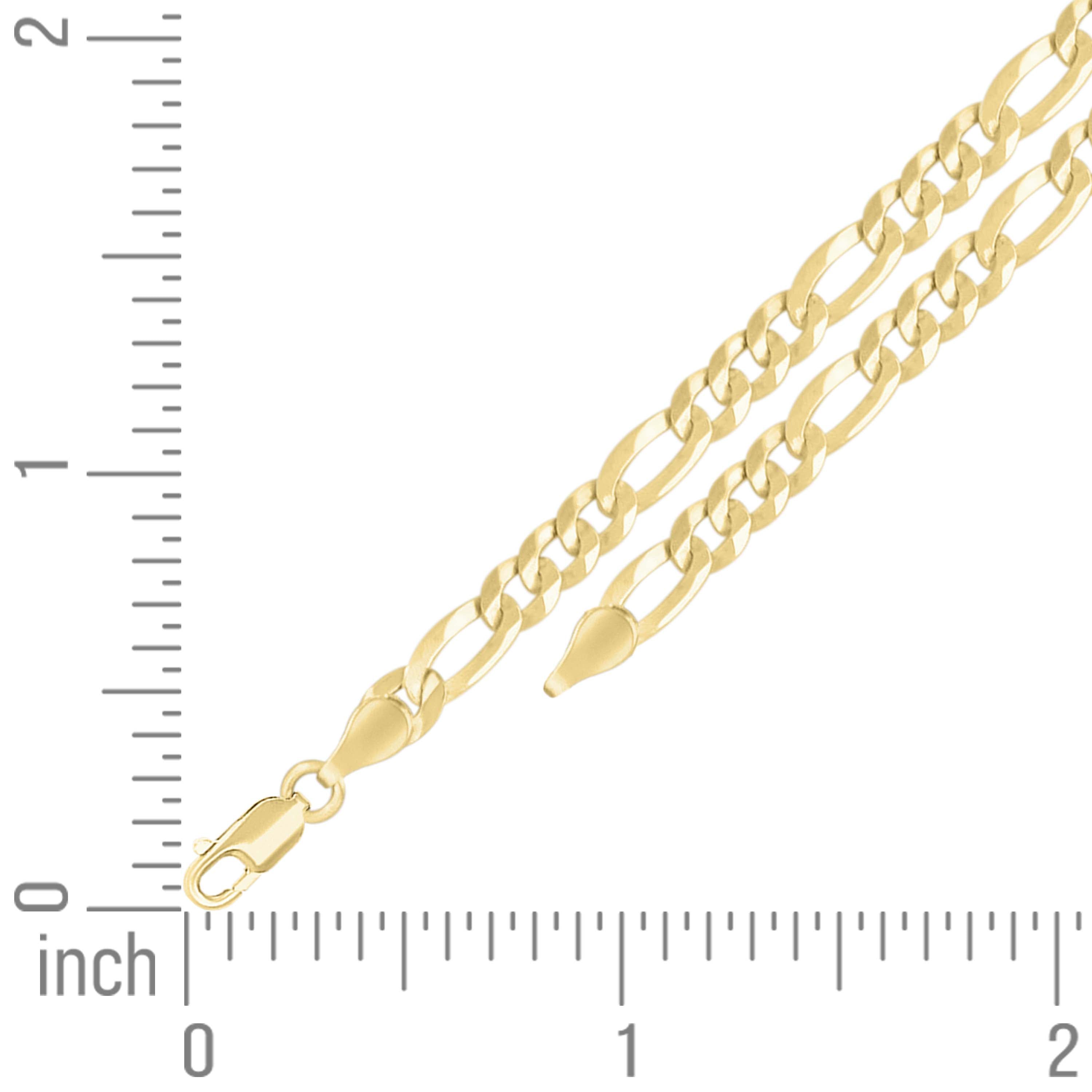 925 Sterling Silver Super Flat Figaro Chain Rhodium Plated 060 2.3mm