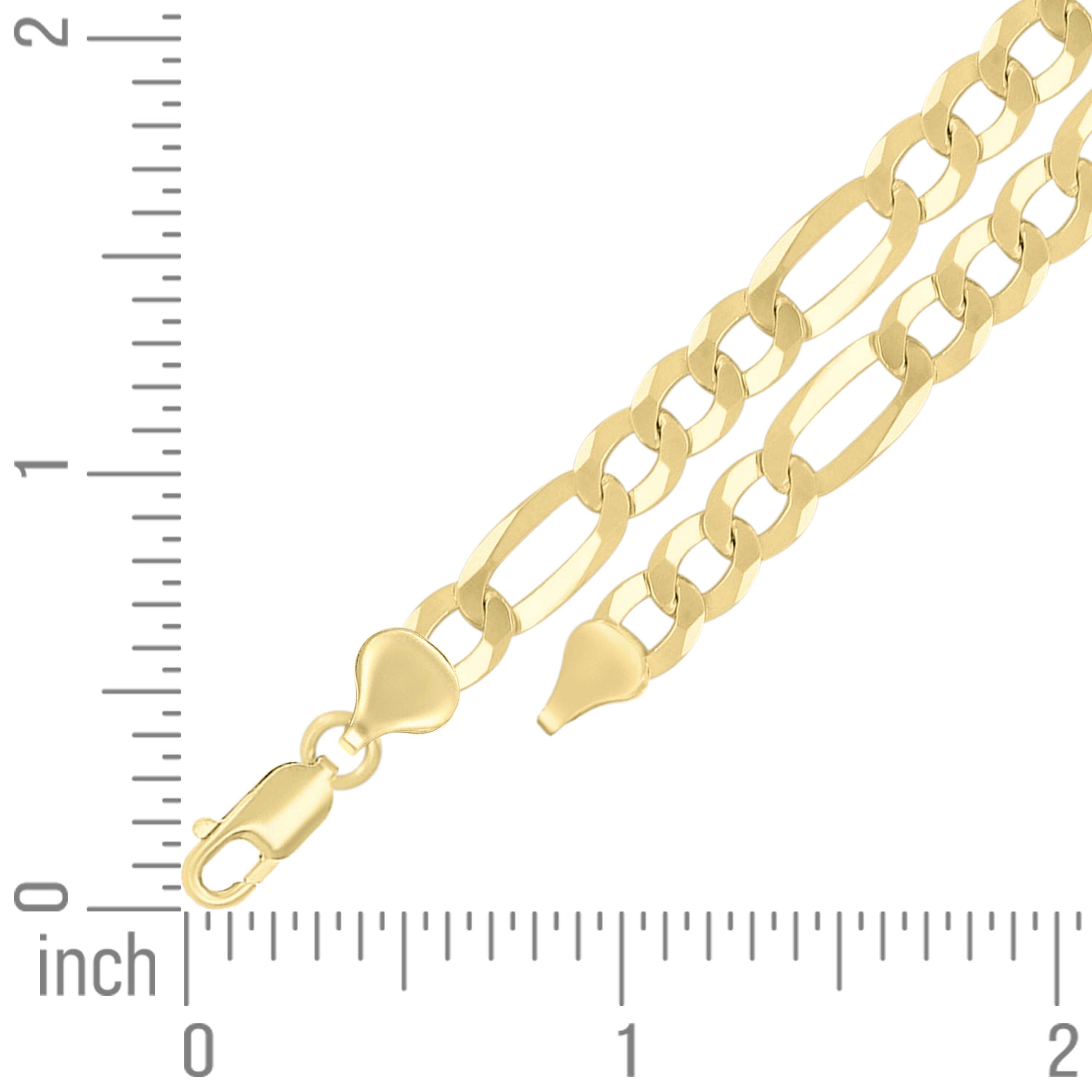 925 Sterling Silver Super Flat Figaro Chain Rhodium Plated 060 2.3mm