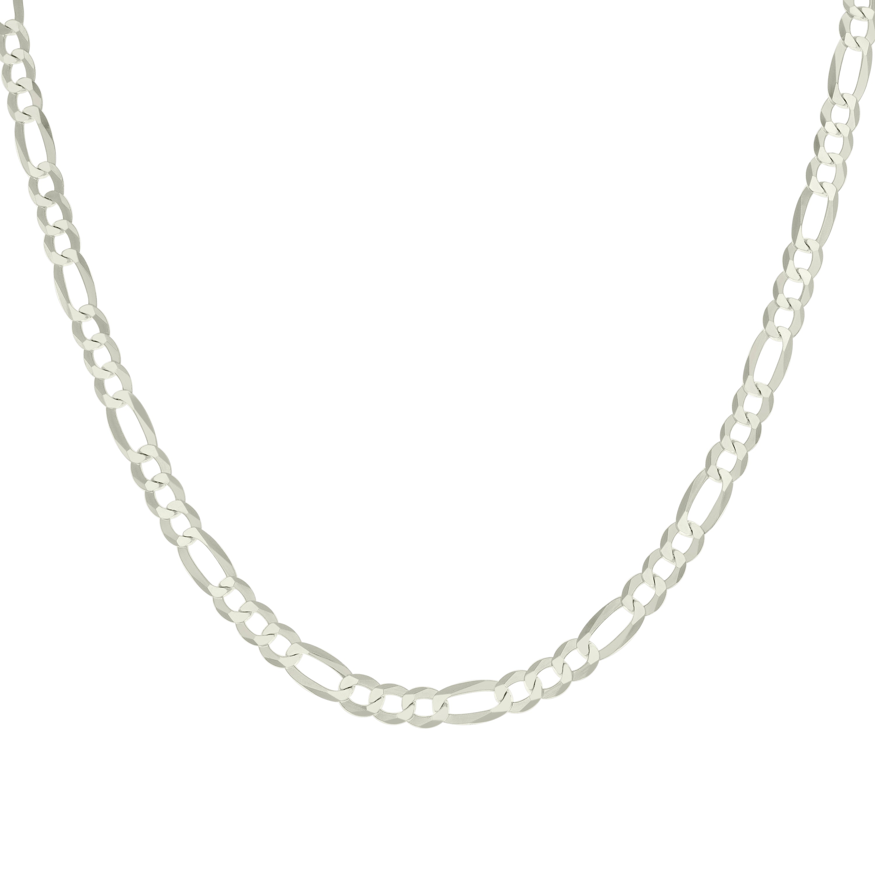 925 Sterling Silver Super Flat Figaro Chain Rhodium Plated 060 2.3mm