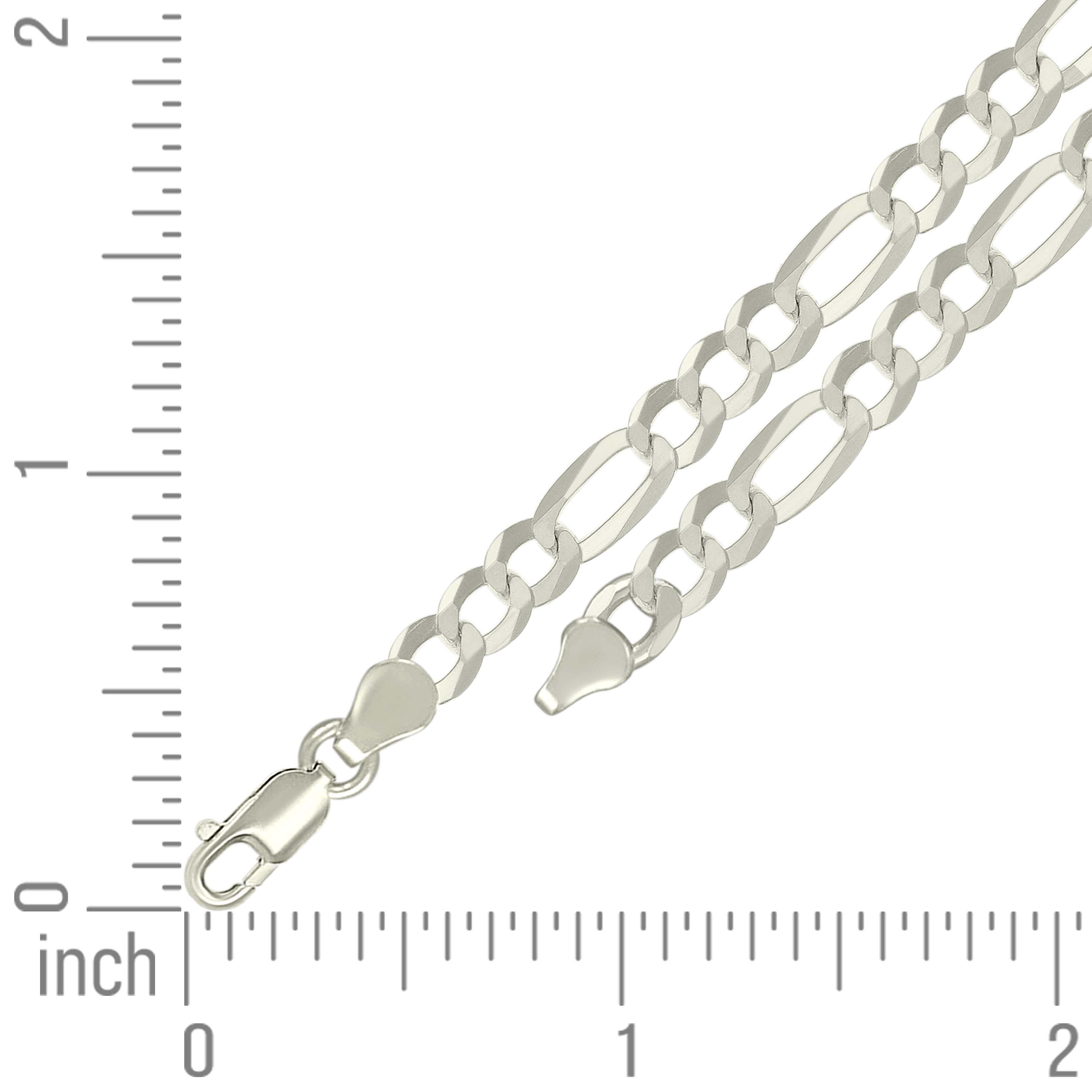 925 Sterling Silver Super Flat Figaro Chain Rhodium Plated 060 2.3mm