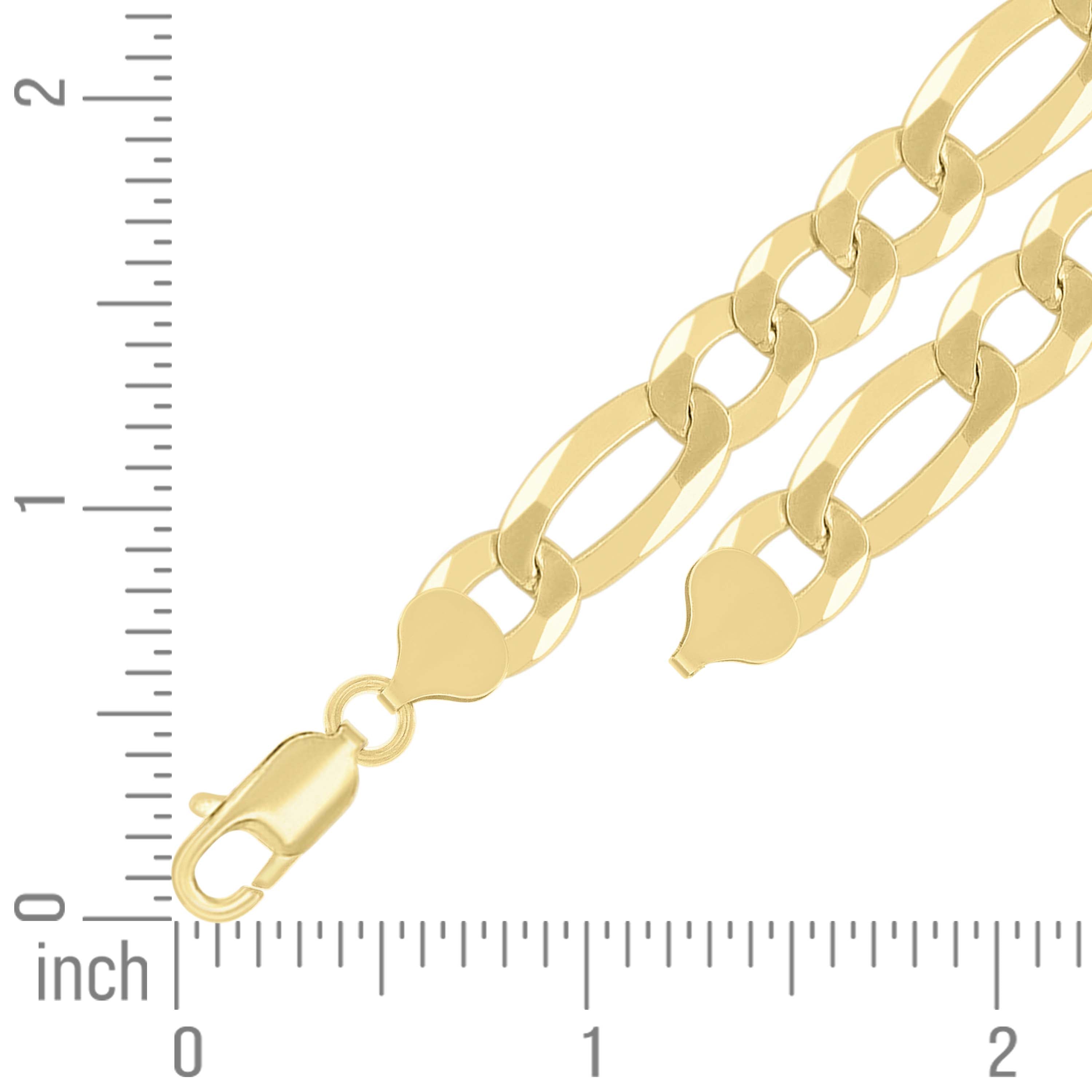 925 Sterling Silver Super Flat Figaro Chain Rhodium Plated 060 2.3mm