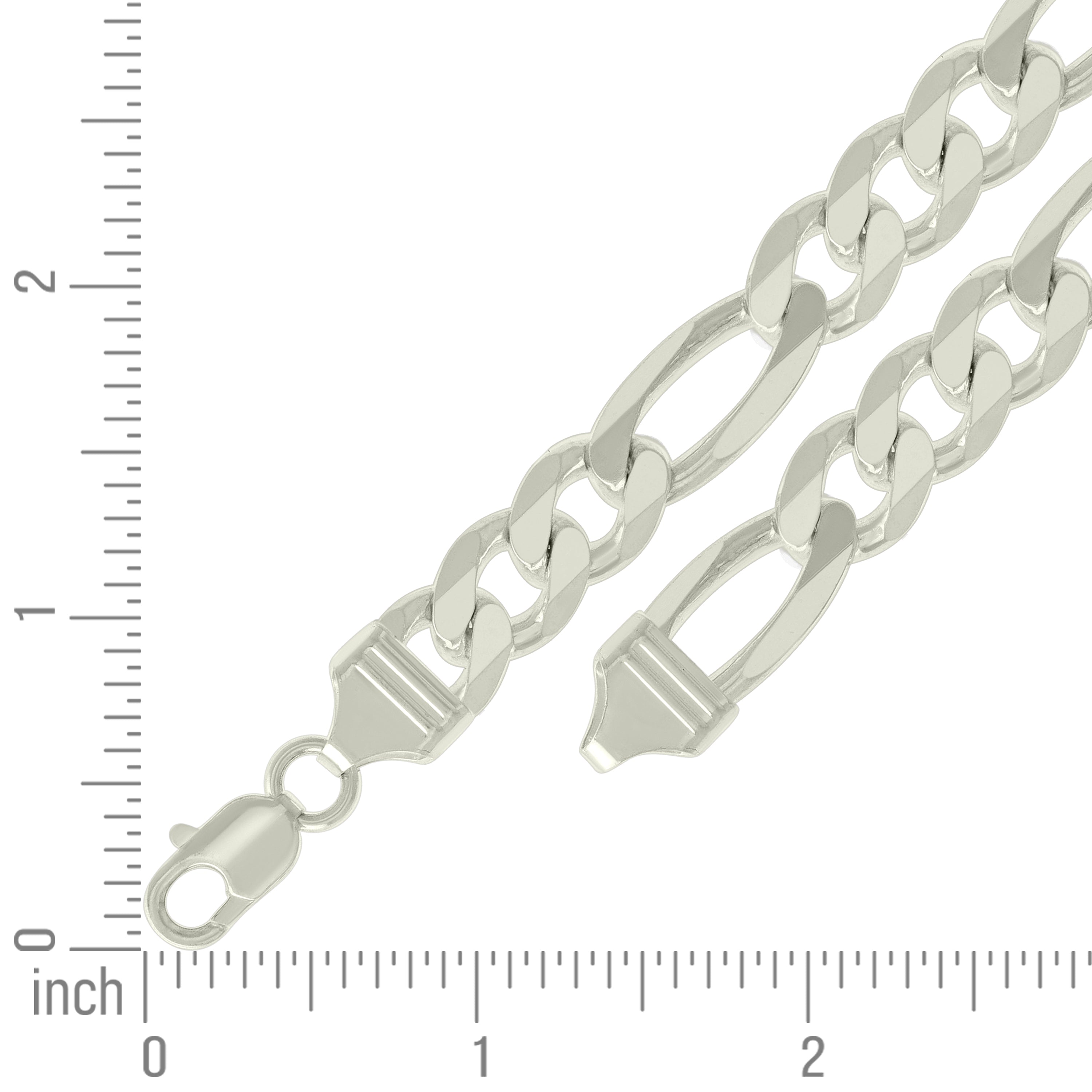 925 Sterling Silver Solid Classic Figaro Silver Plated 060 2.0mm