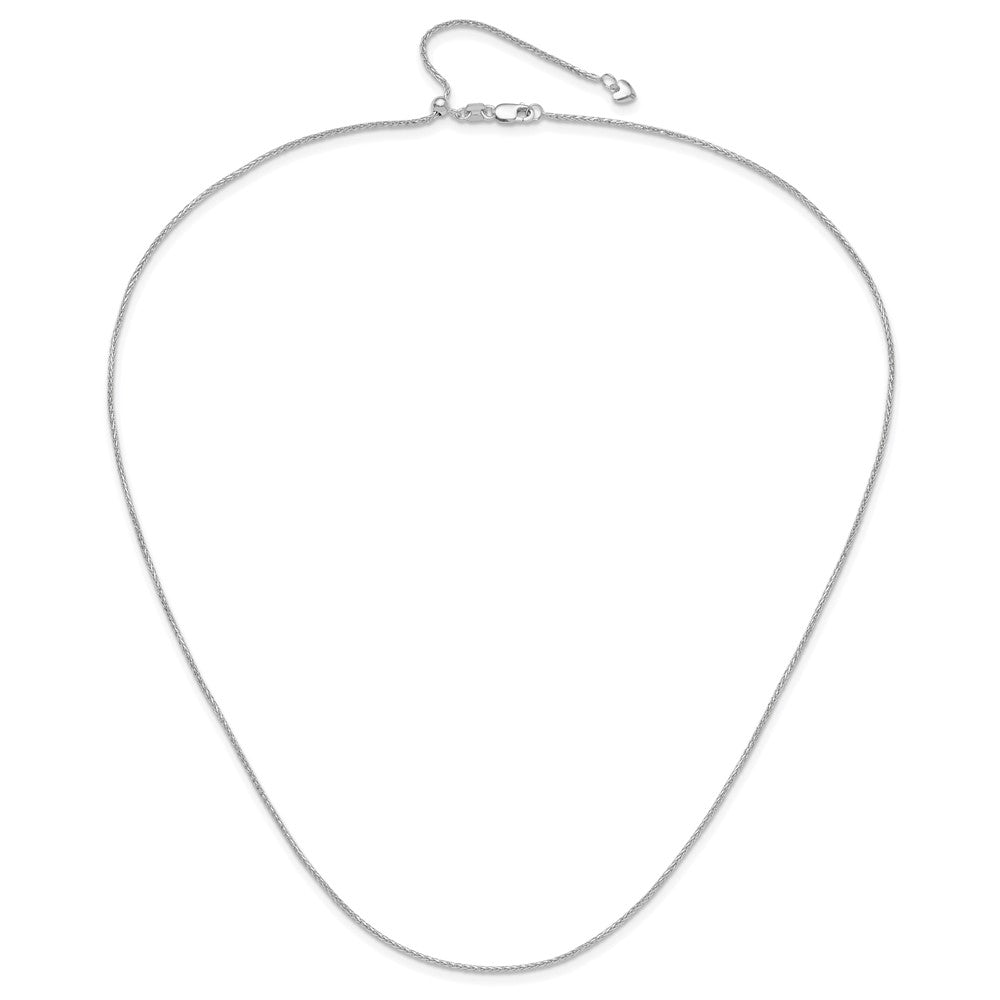 14K White Gold Adjustable 1.2Mm D/C Wheat Chain