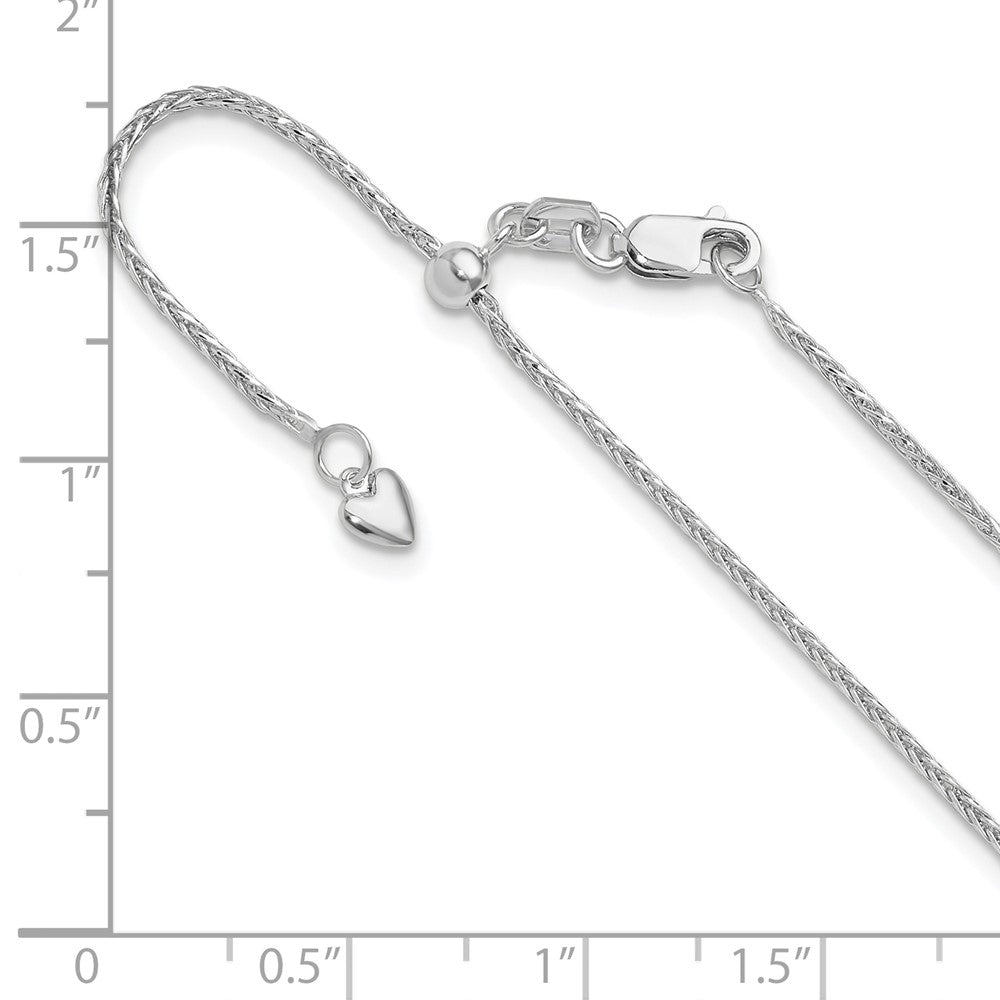 14K White Gold Adjustable 1.2Mm D/C Wheat Chain