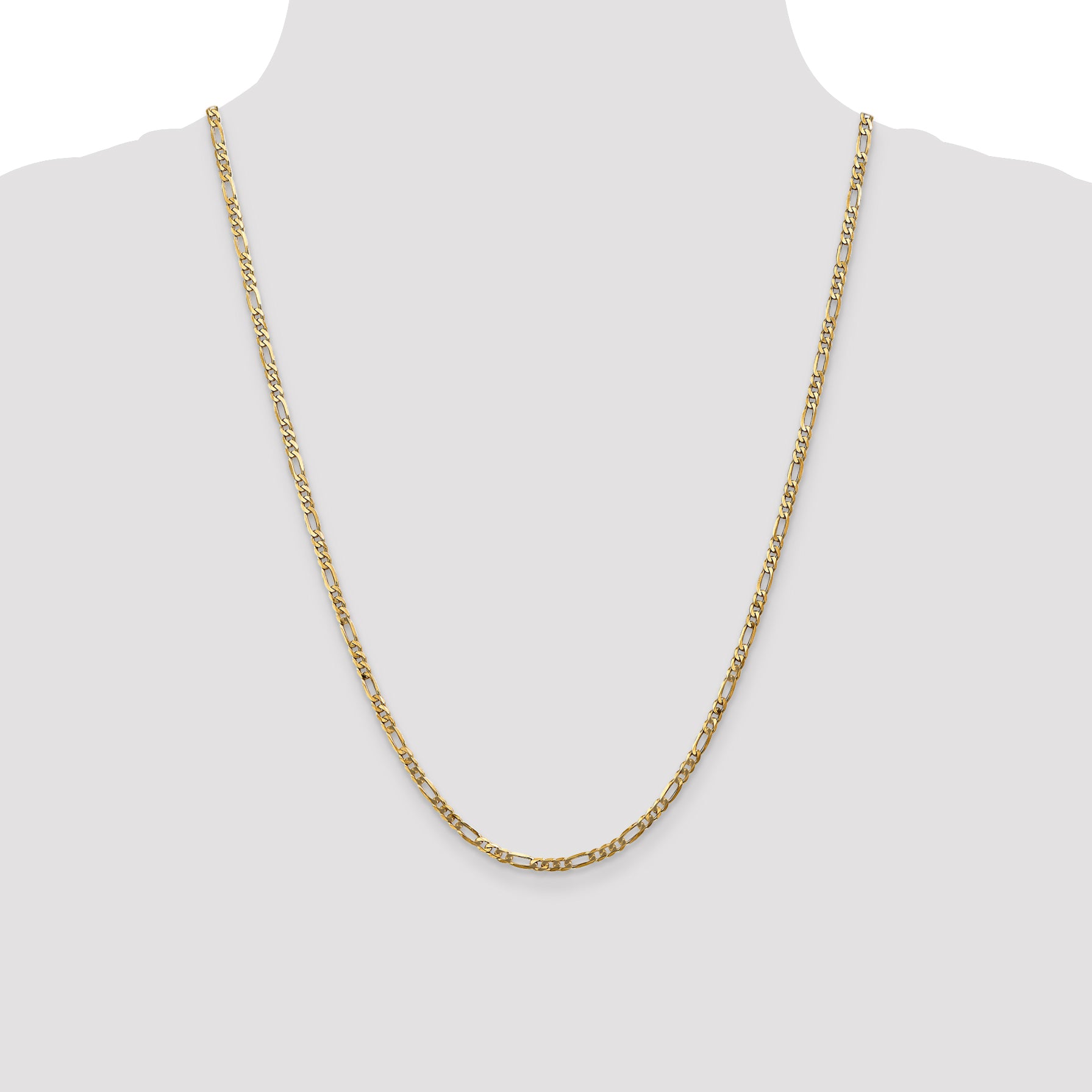 14K 3mm Flat Figaro Chain