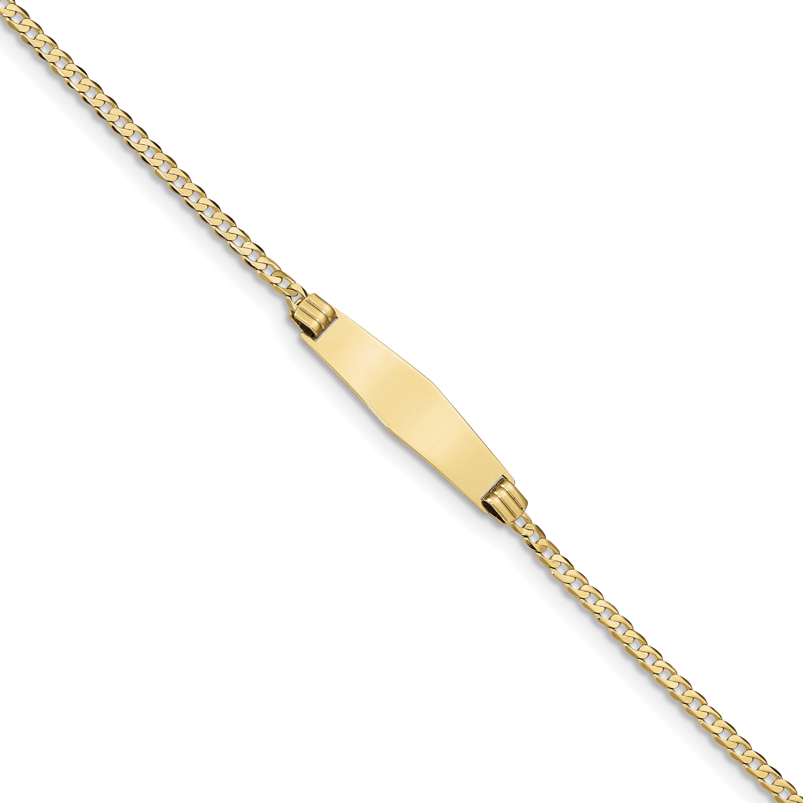 14K Soft Diamond Shape Curb Link Id Bracelet
