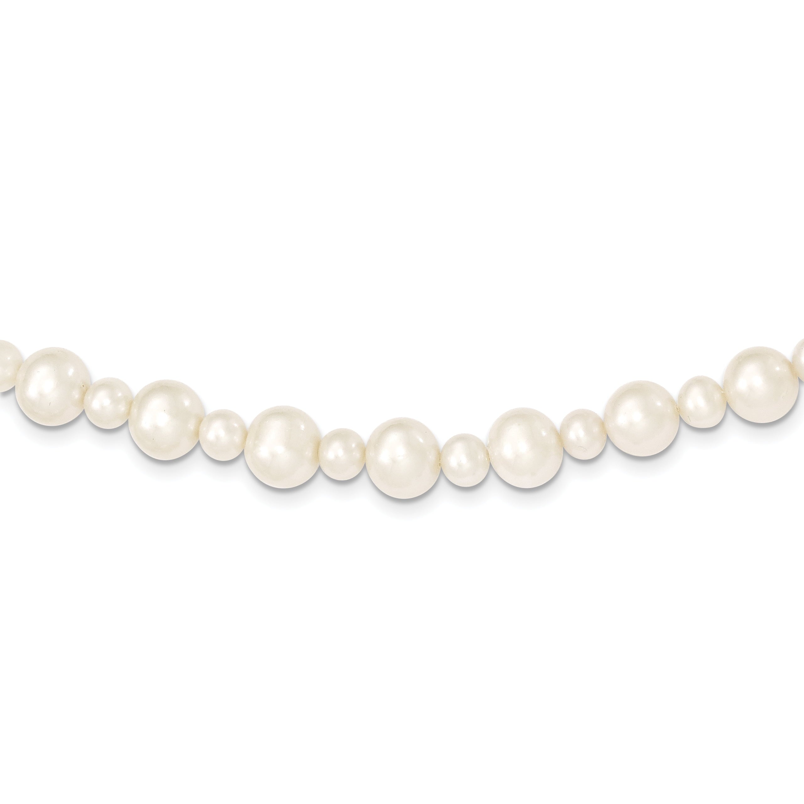 14K White Gold 5-8Mm White Near Round Freshwater Cultured Pearl Necklace