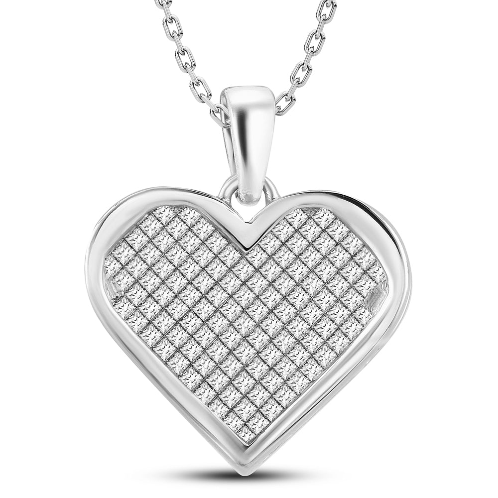 14K White Gold Exquisite 2.00Ct Princess Cut Diamond Pendant