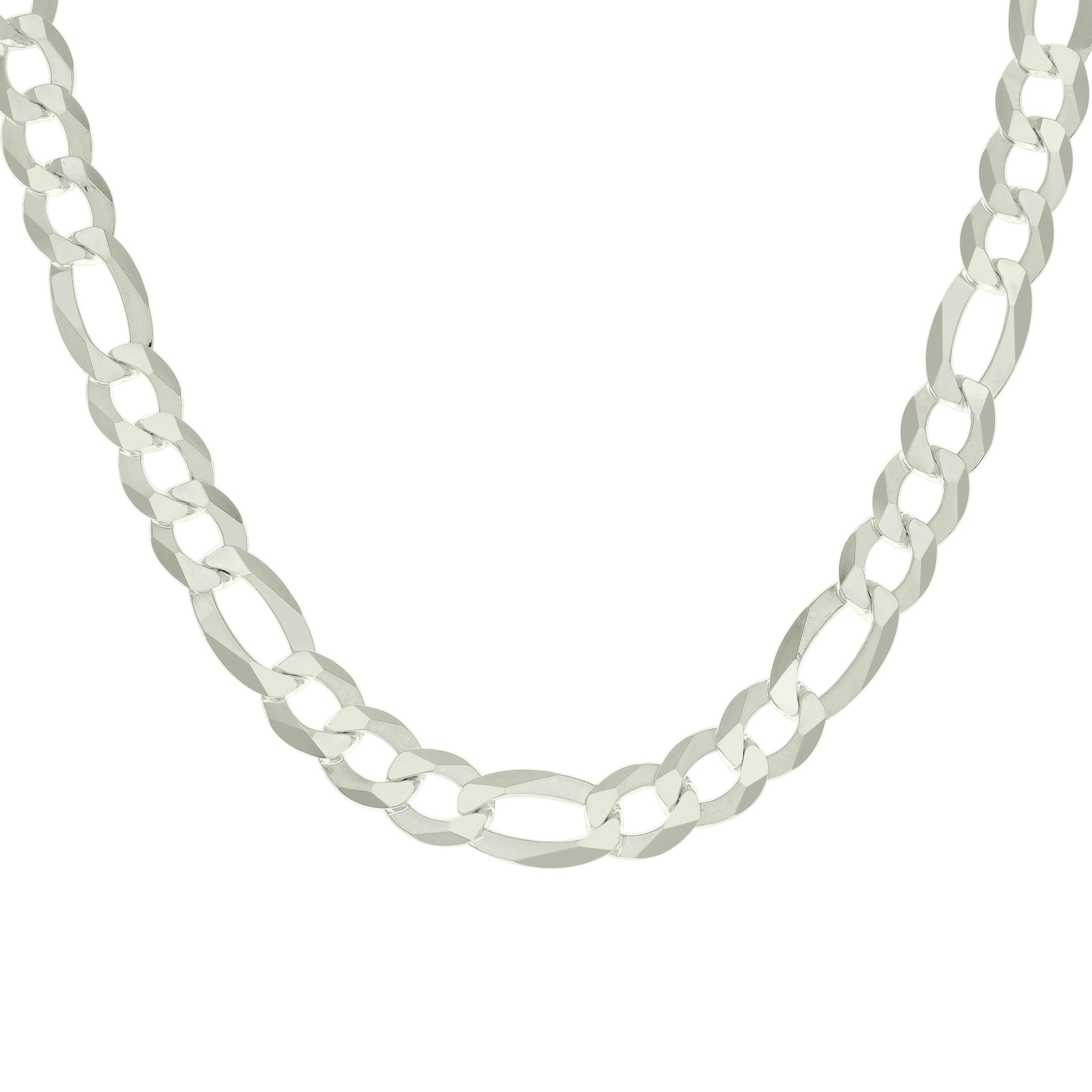925 Sterling Silver Super Flat Figaro Chain Rhodium Plated 060 2.3mm