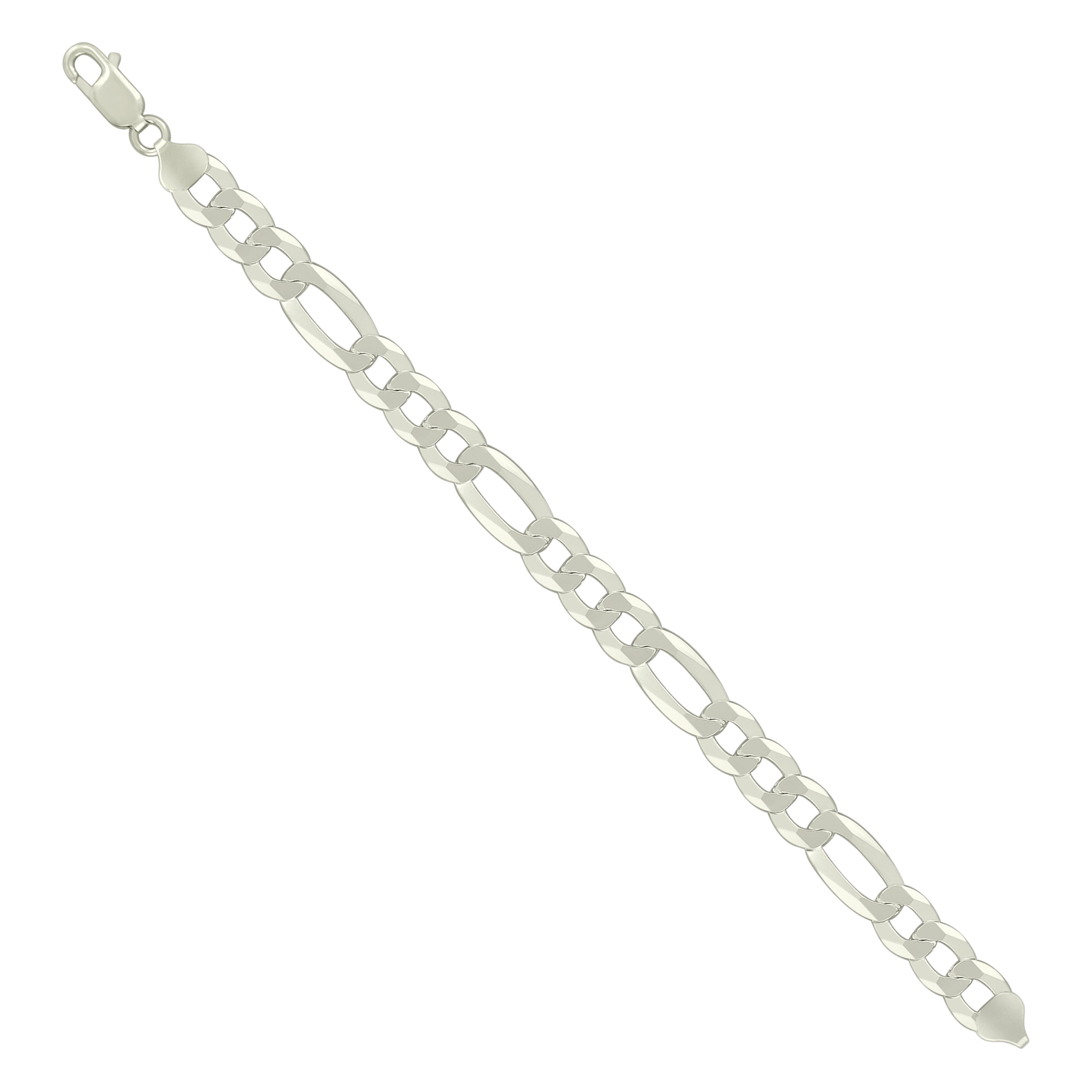 925 Sterling Silver Super Flat Figaro Chain Rhodium Plated 060 2.3mm