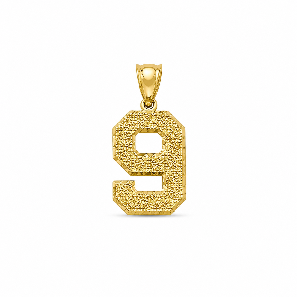 10KT Yellow Gold Diamond Cut Jersey Number Pendant