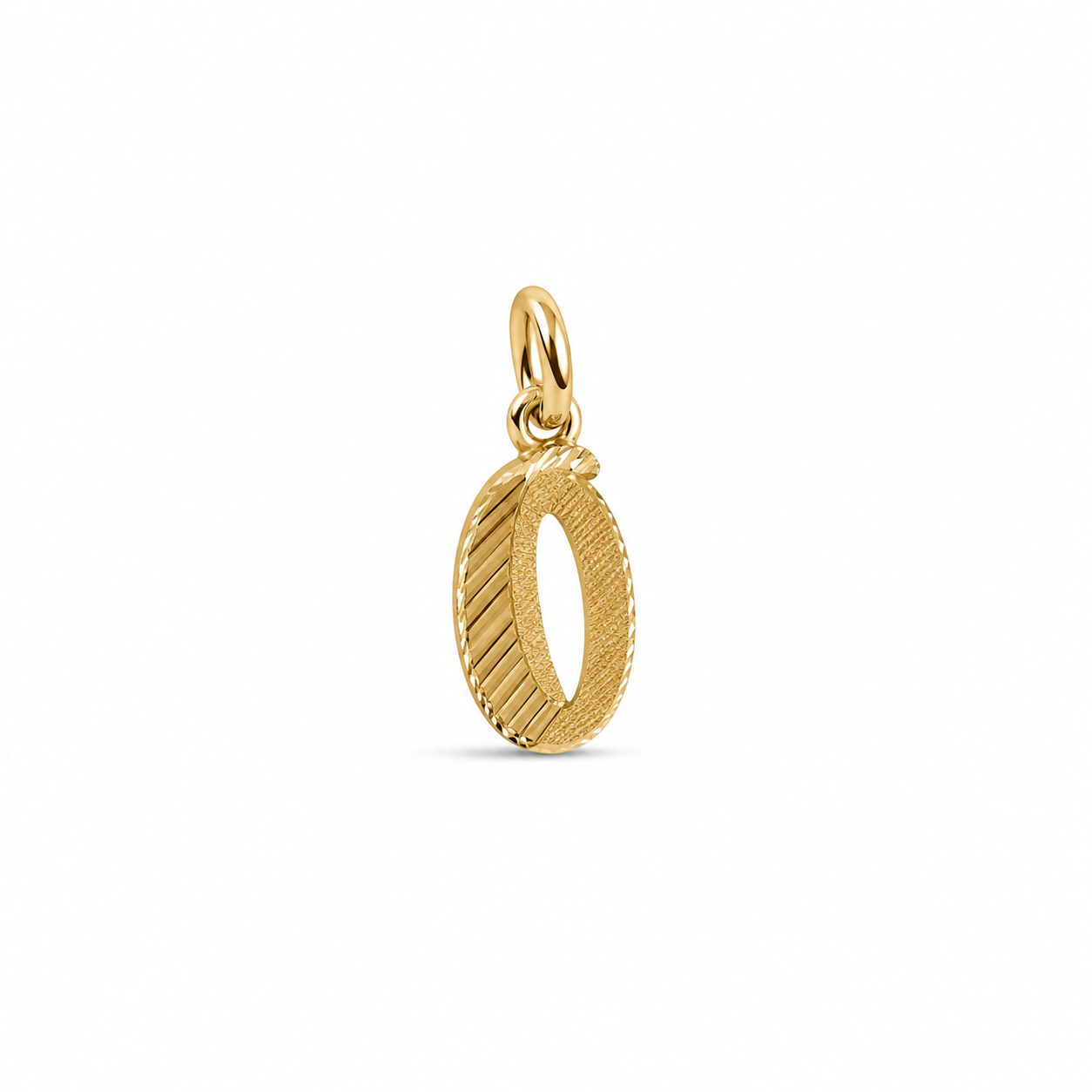 14KT Yellow Gold Diamond Cut Small Cursive Initial Pendant