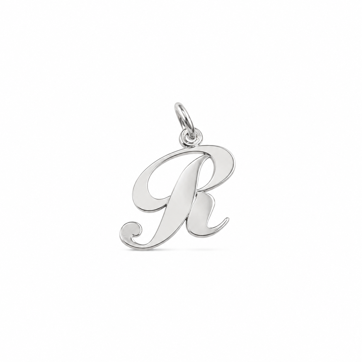 14KT White Gold Smooth Cursive Initial Pendant