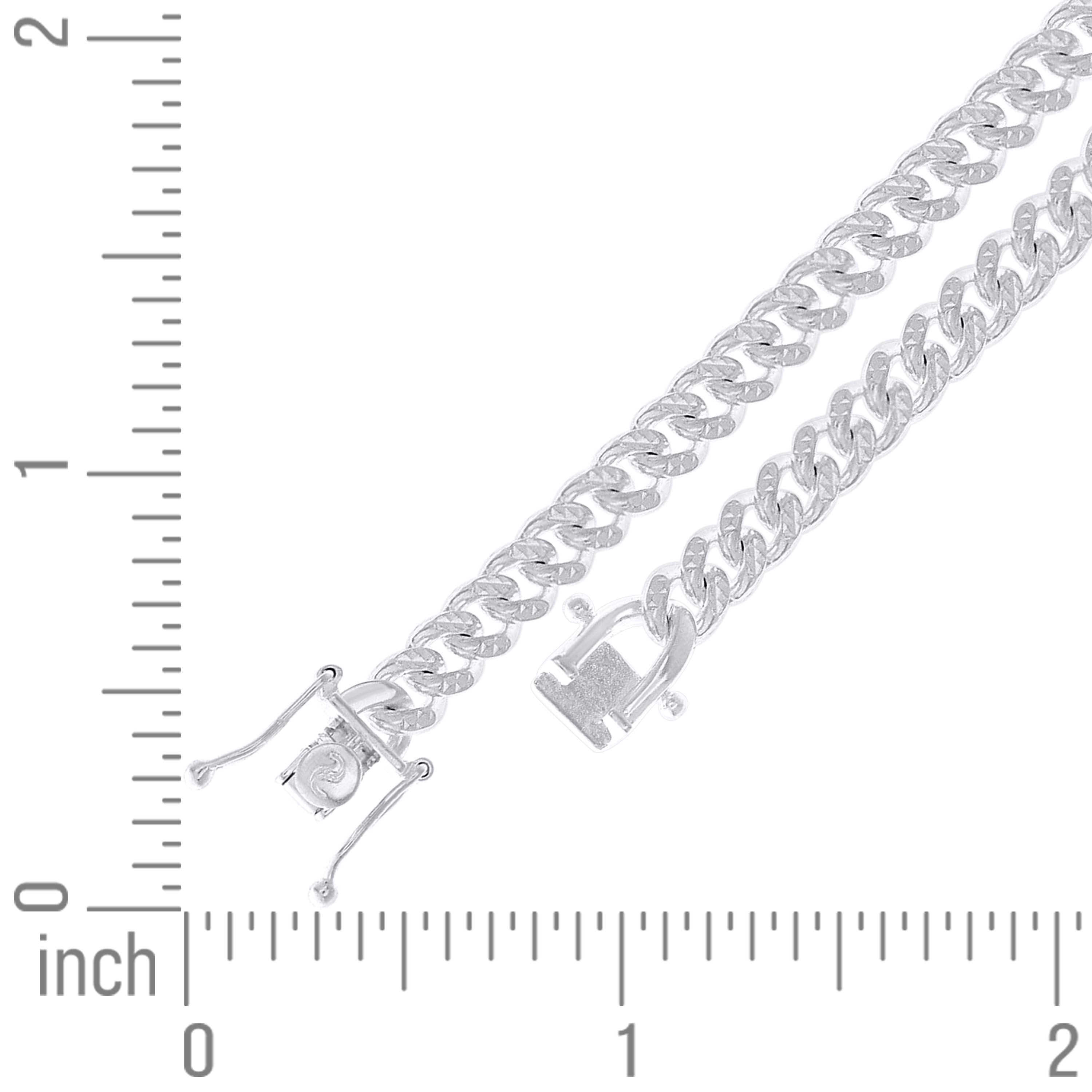 925 Sterling Silver Solid Miami Cuban Pyramid Chain Rhodium 150 4.9mm