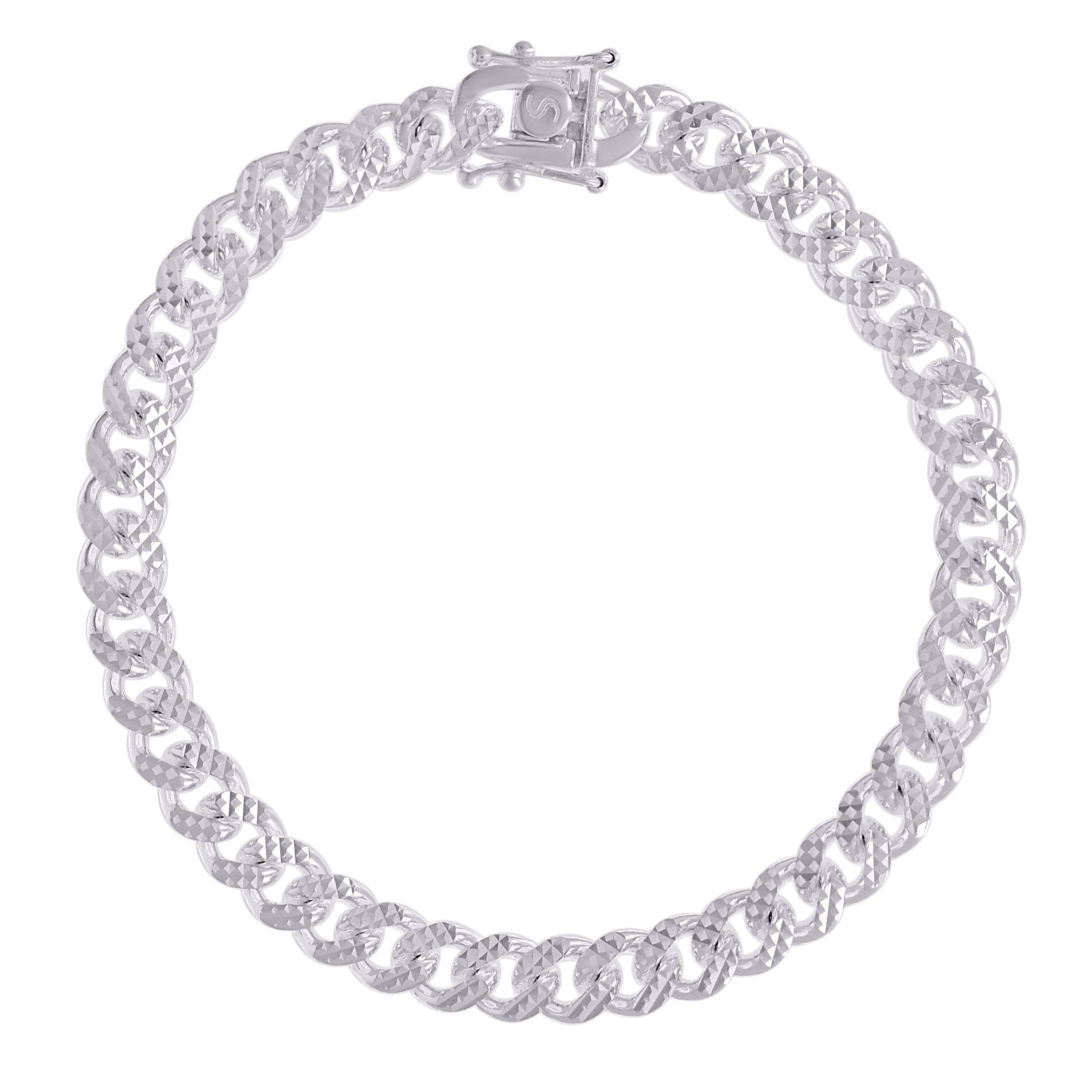 925 Sterling Silver Solid Miami Cuban Pyramid Chain Rhodium 150 4.9mm