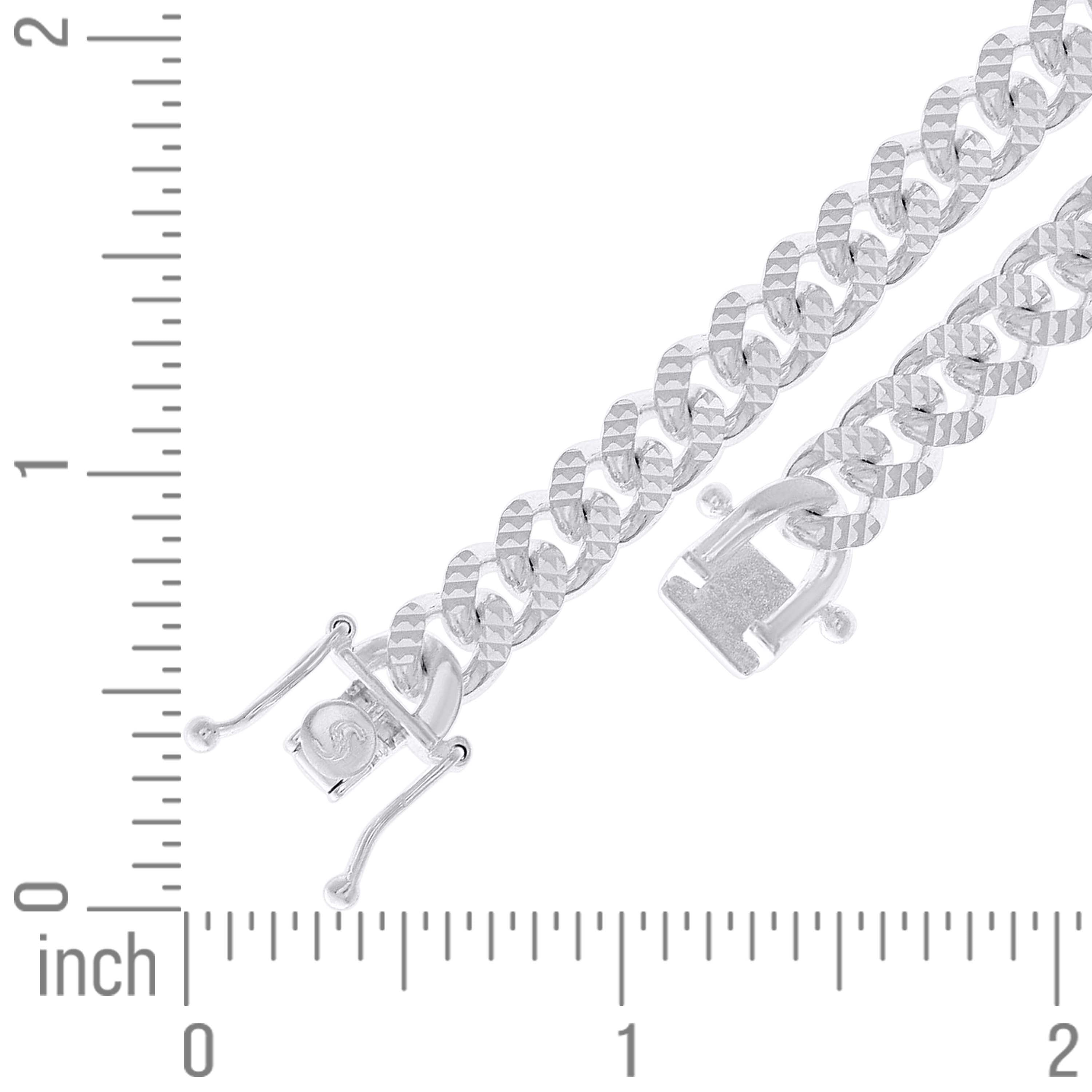 925 Sterling Silver Solid Miami Cuban Pyramid Chain Rhodium 150 4.9mm