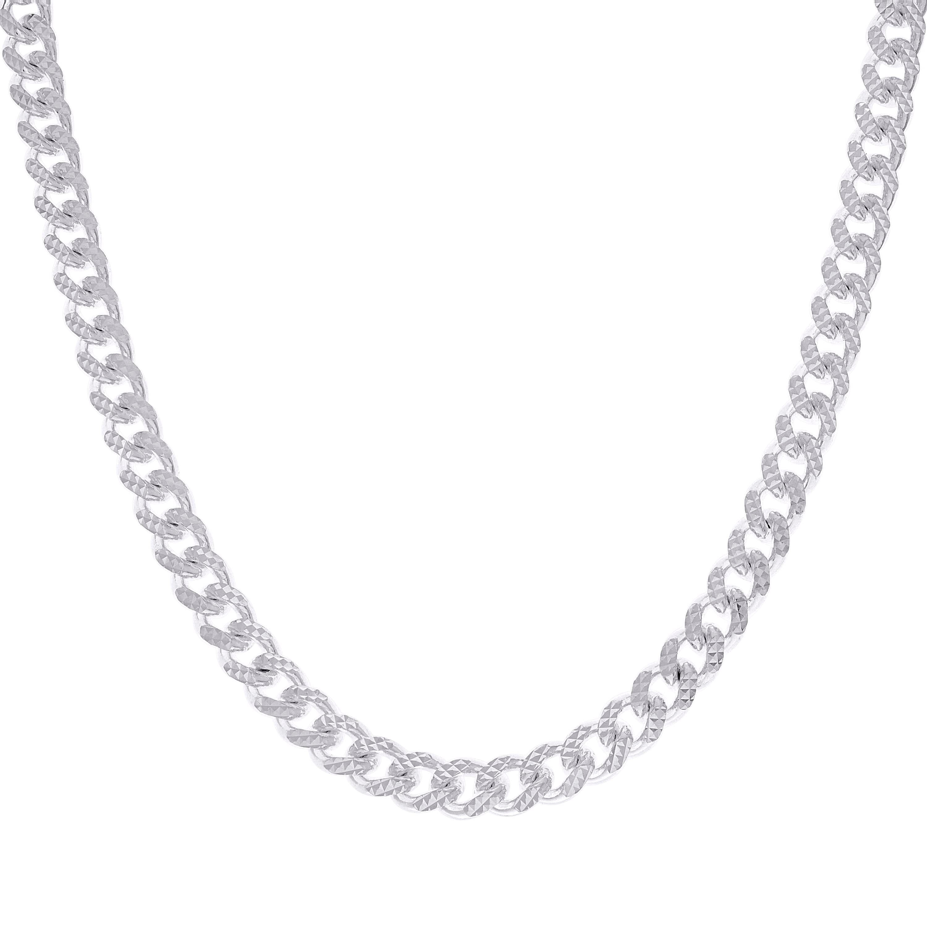 925 Sterling Silver Solid Miami Cuban Pyramid Chain Rhodium 150 4.9mm