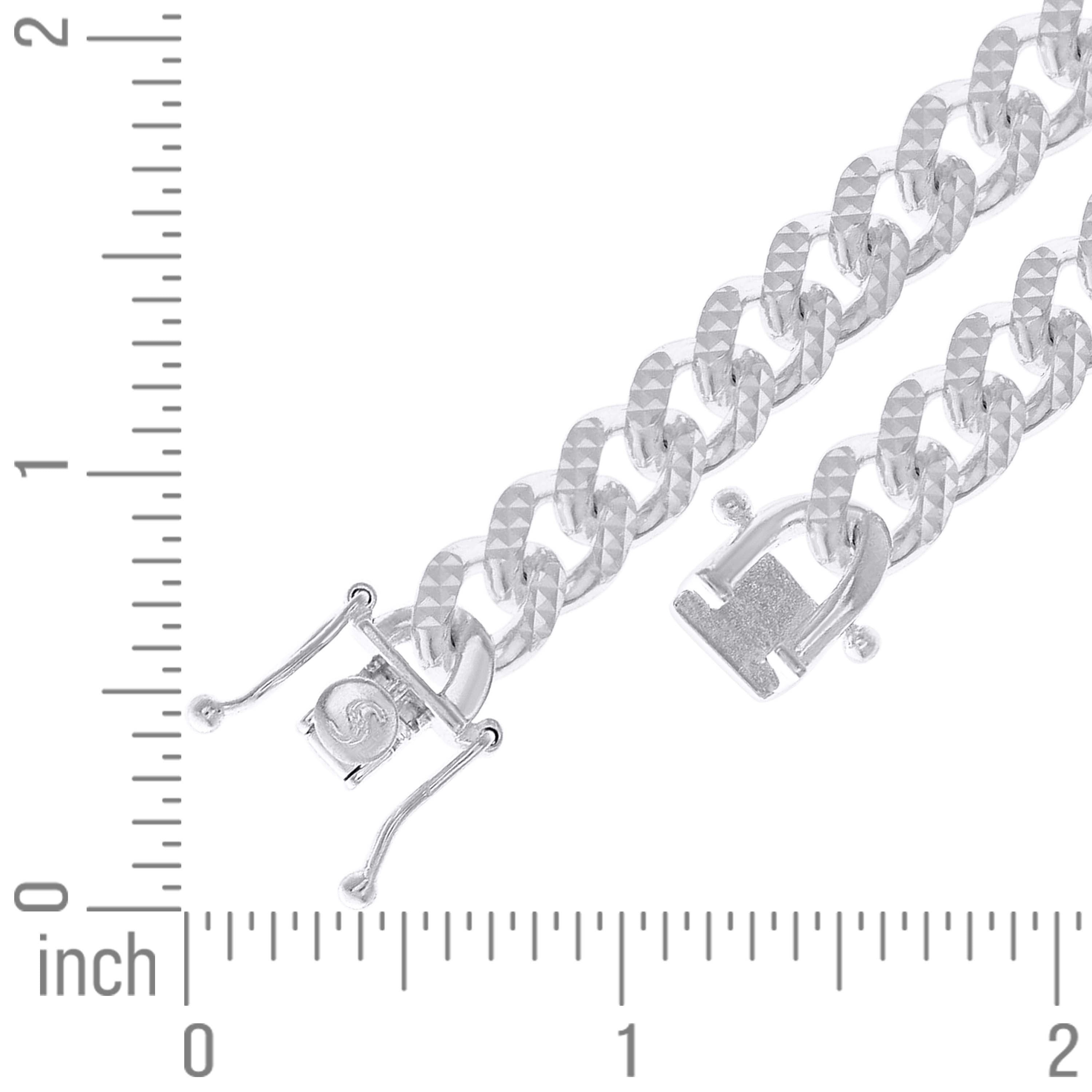 925 Sterling Silver Solid Miami Cuban Pyramid Chain Rhodium 150 4.9mm