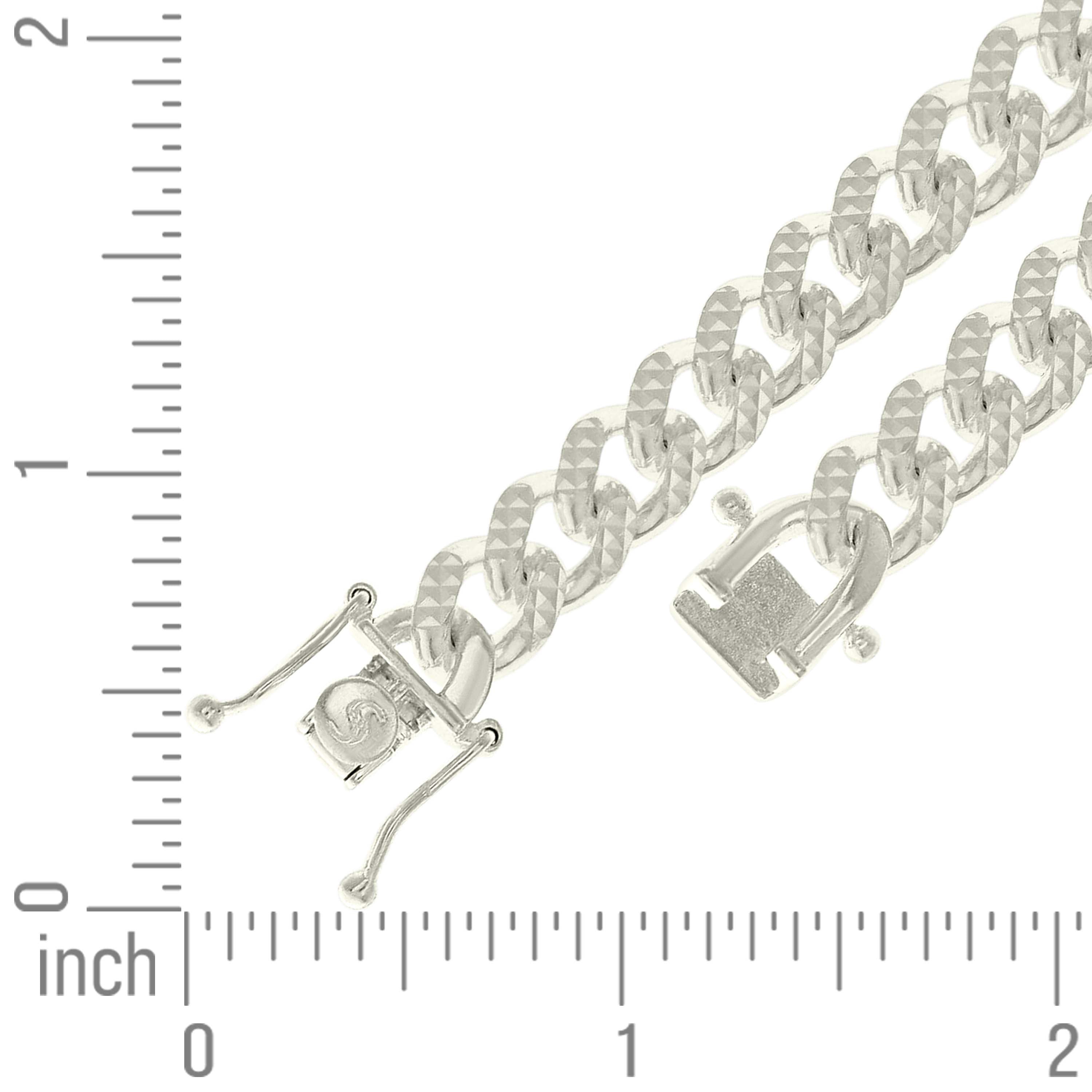 925 Sterling Silver Solid Miami Cuban Pyramid Chain Silver 250 8.4-20"