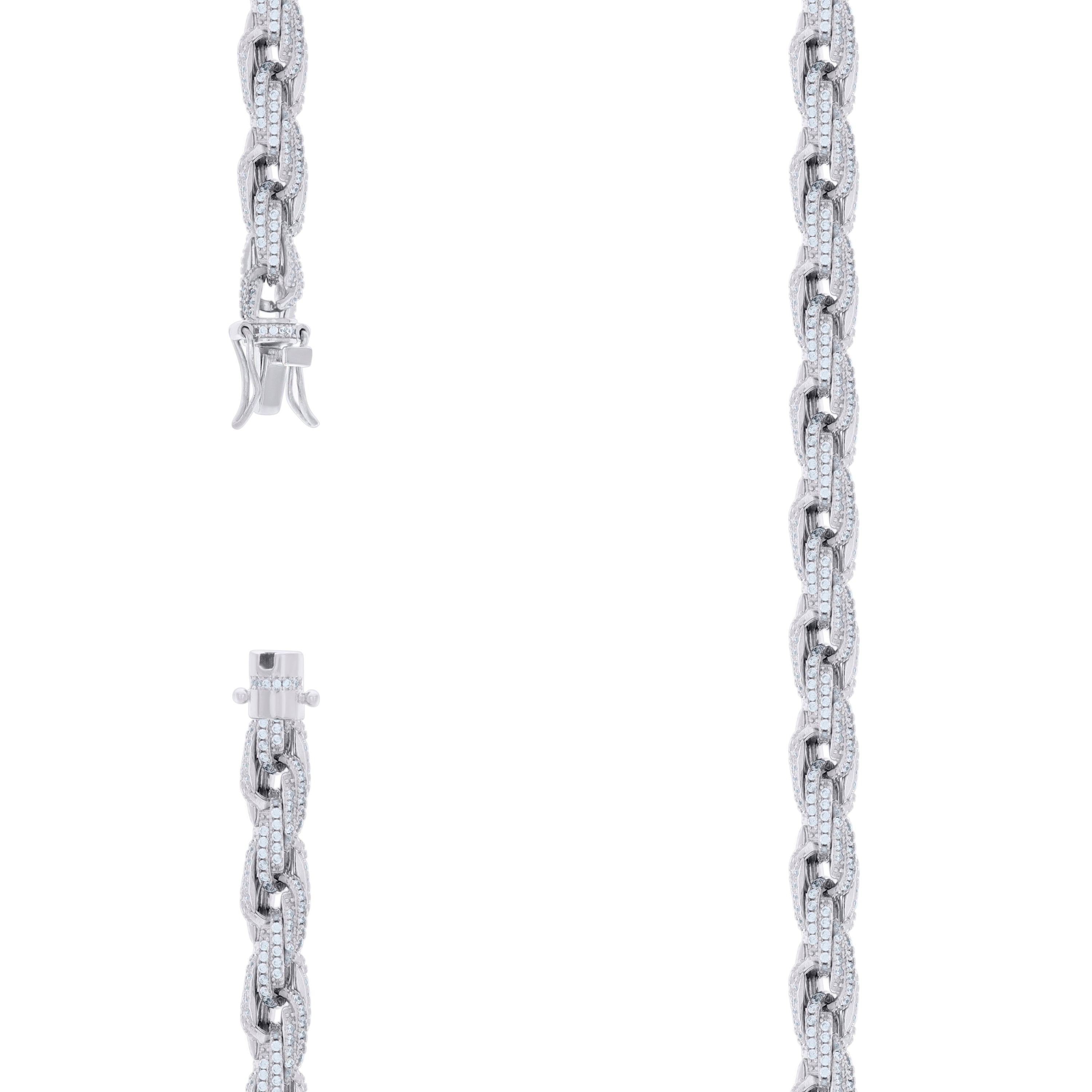 925 Sterling Silver Moissanite Fancy Chain 6mm