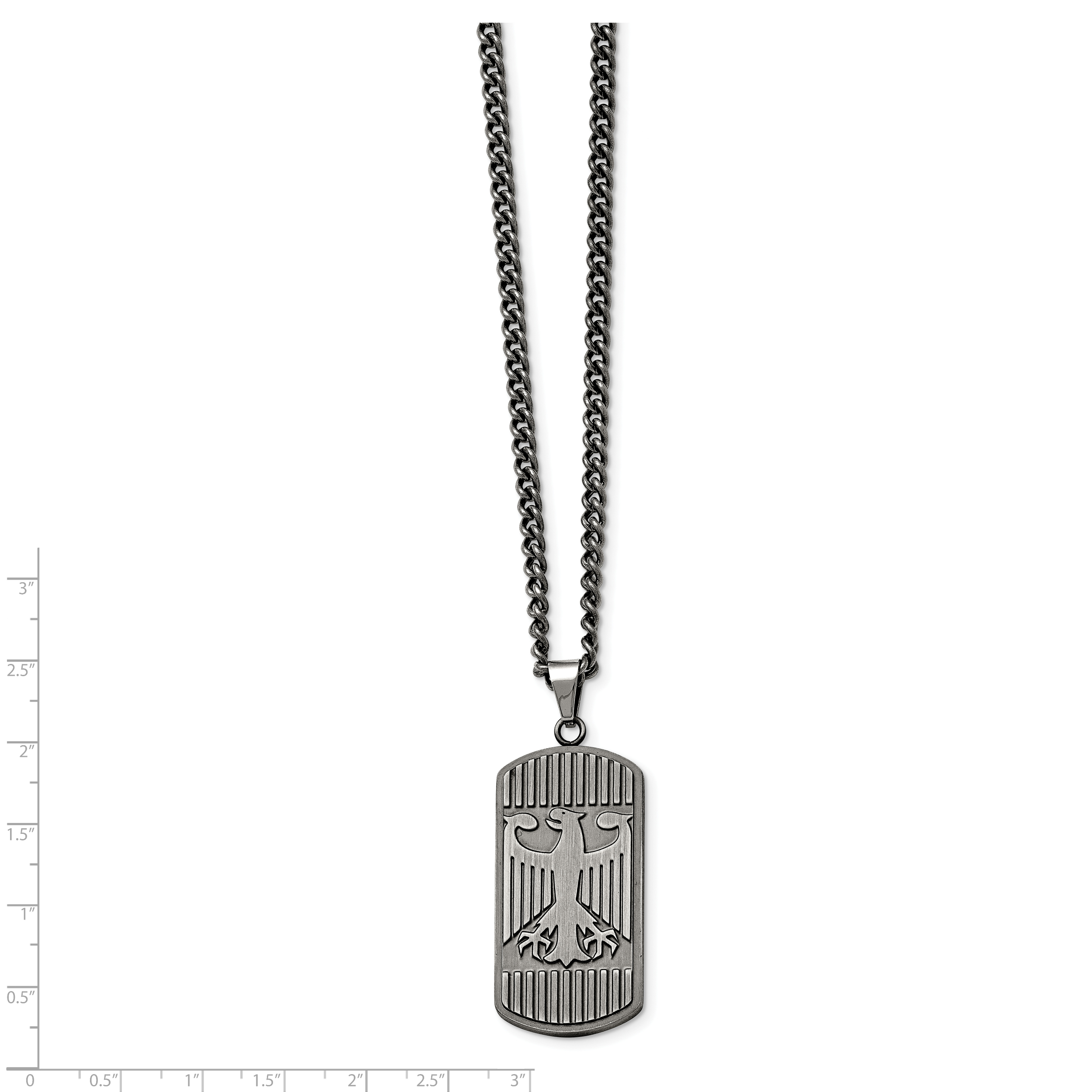 Chisel Stainless Steel Antiqued And Brushed Phoenix Dog Tag On A 22 Inch Curb Chain Necklace
