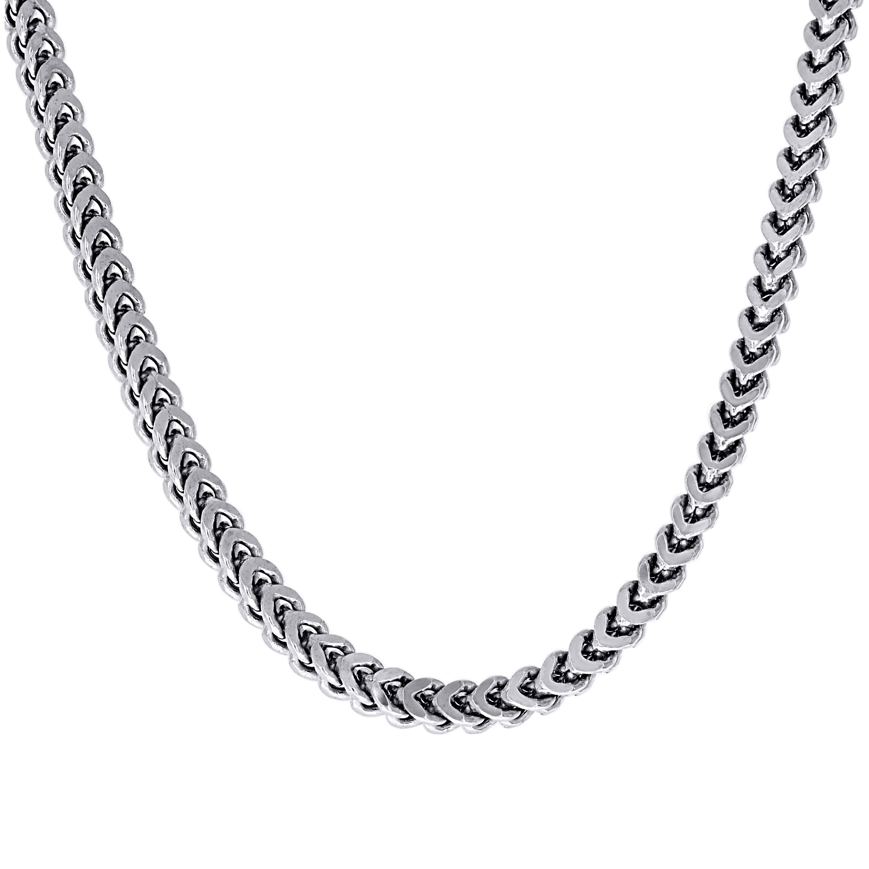925 Sterling Silver Hollow Franco Chain Rhodium 070 2.5mm