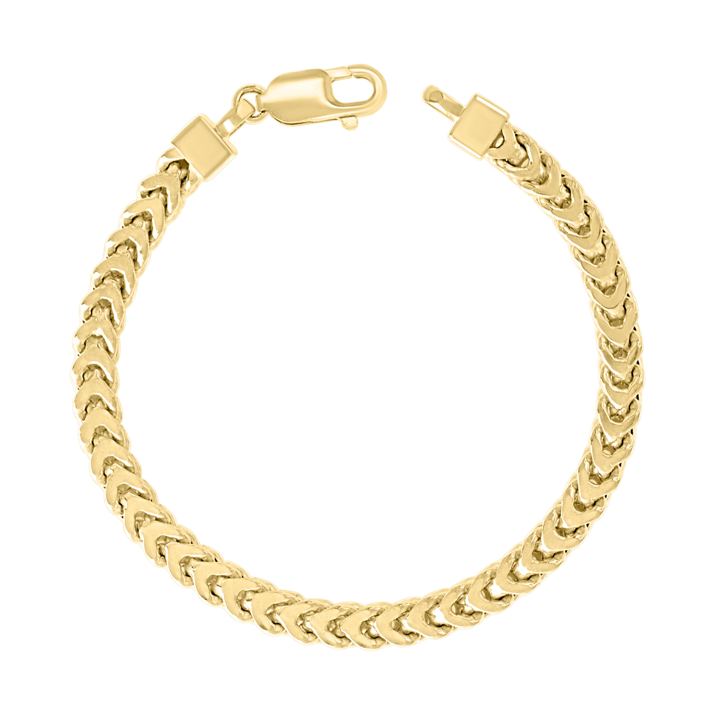 925 Sterling Silver Hollow Franco Chain Yellow 070 2.5mm