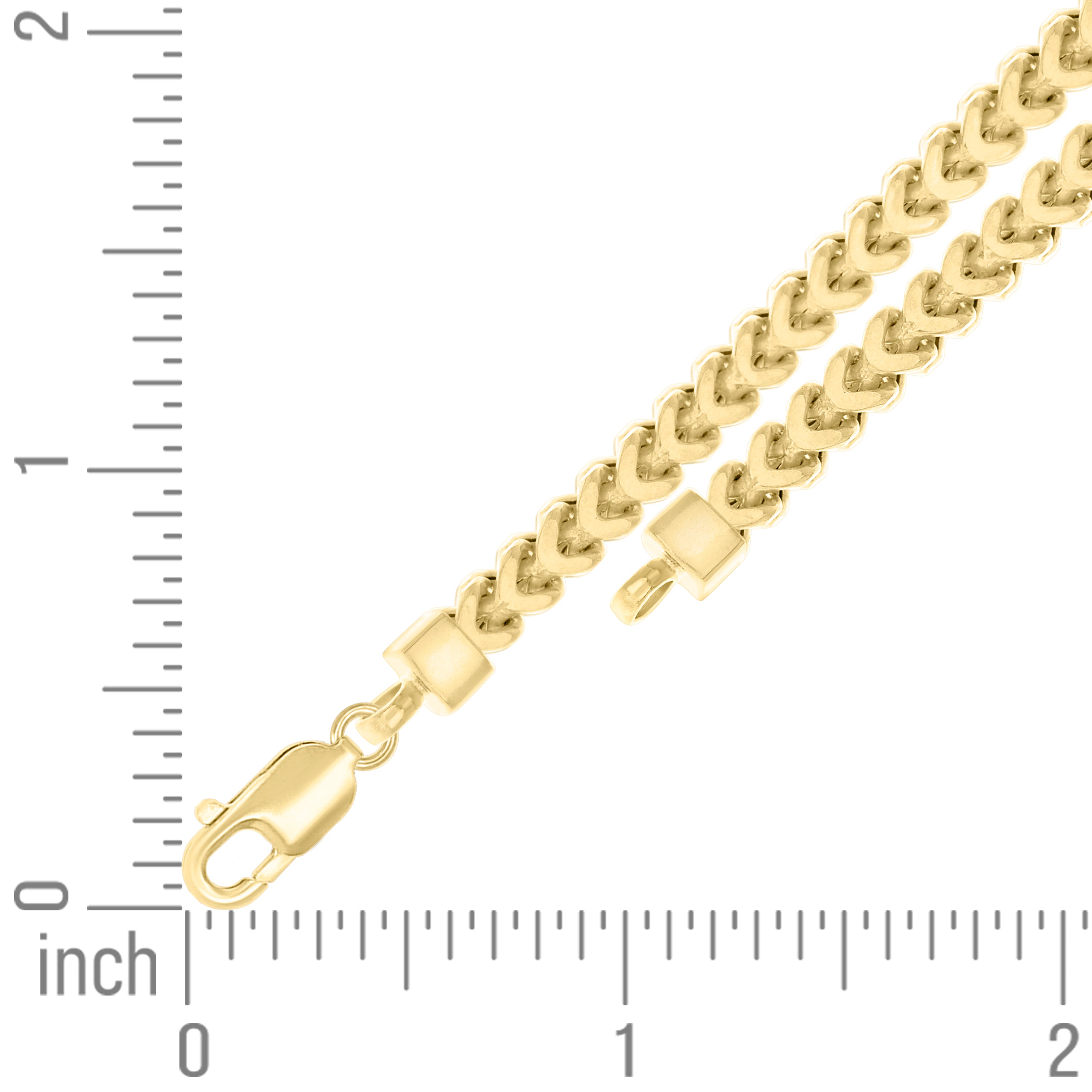 925 Sterling Silver Hollow Franco Chain Yellow 070 2.5mm