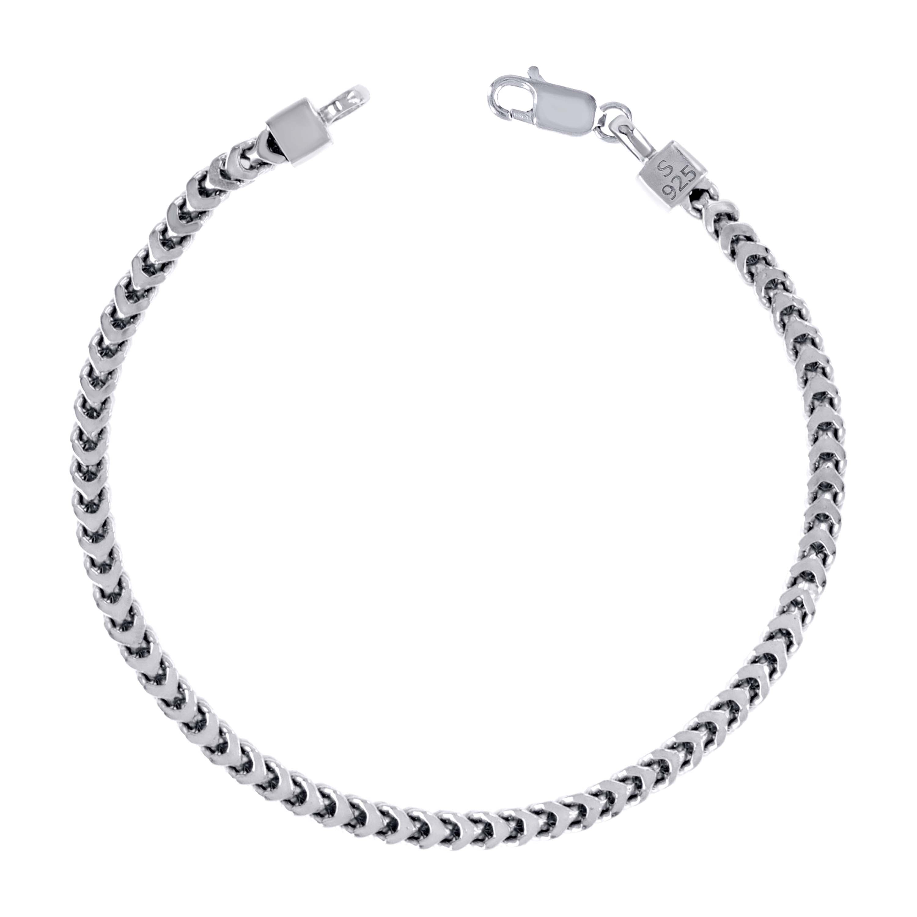 925 Sterling Silver Hollow Franco Chain Rhodium 070 2.5mm