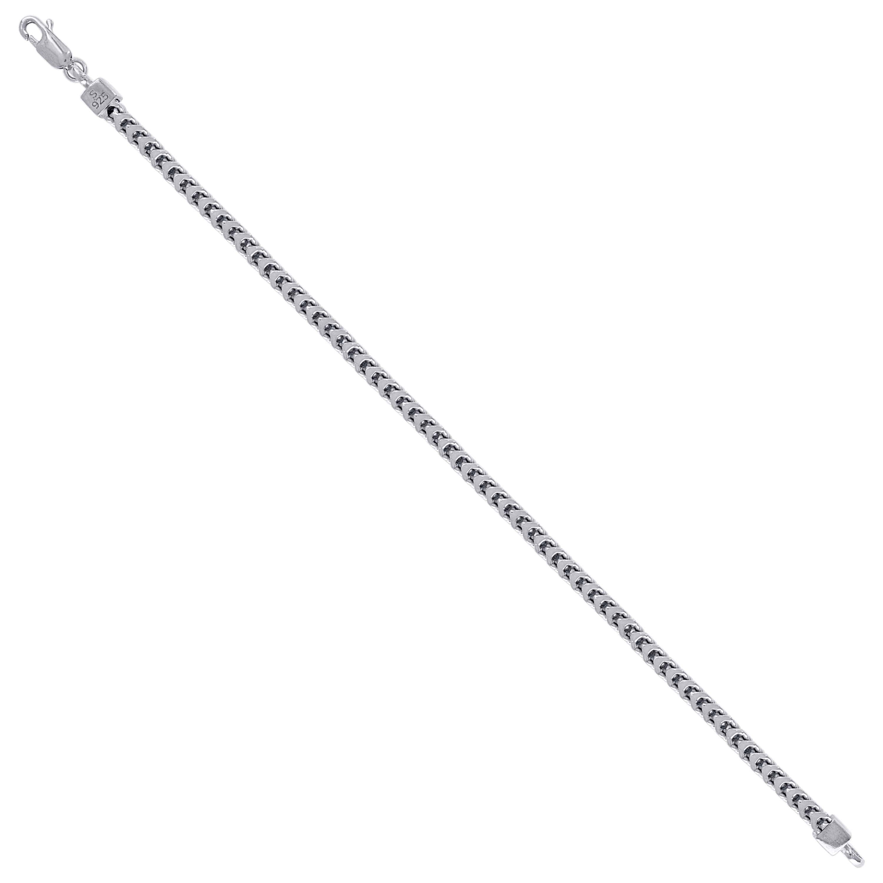925 Sterling Silver Hollow Franco Chain Rhodium 070 2.5mm