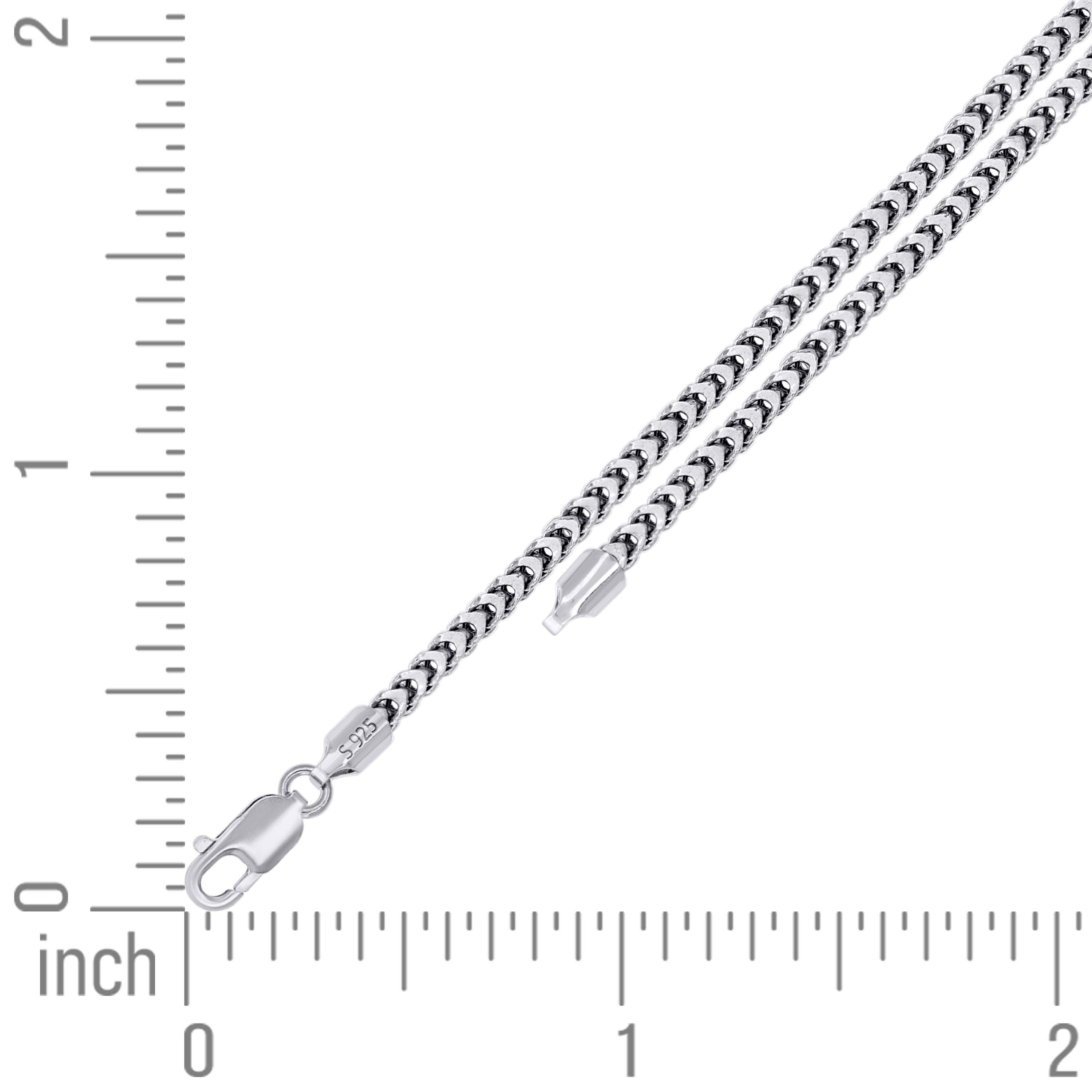 925 Sterling Silver Hollow Franco Chain Rhodium 070 2.5mm