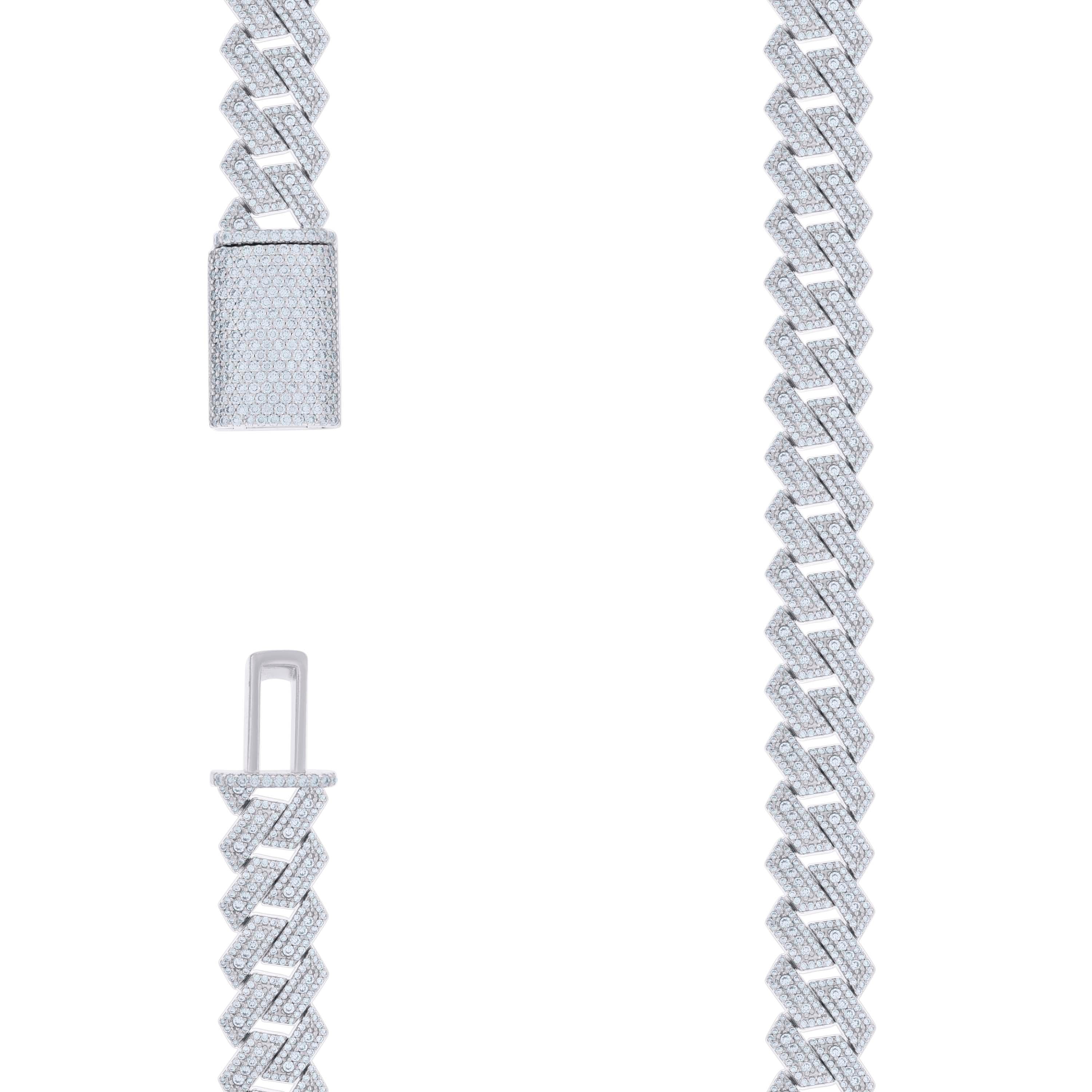 925 Sterling Silver 17.44Ctw Moissanite Chain 10mm