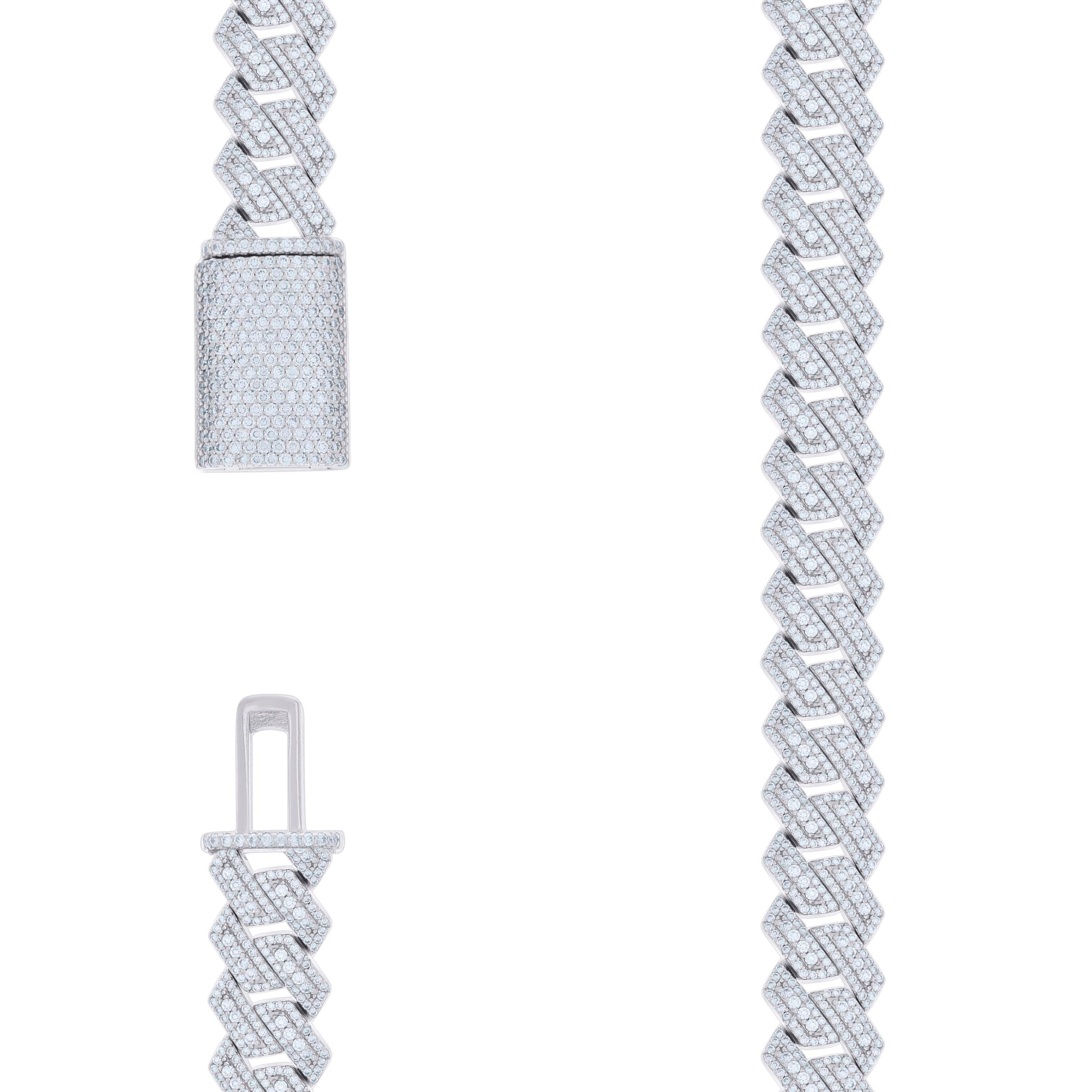 925 Sterling Silver 17.44Ctw Moissanite Chain 10mm