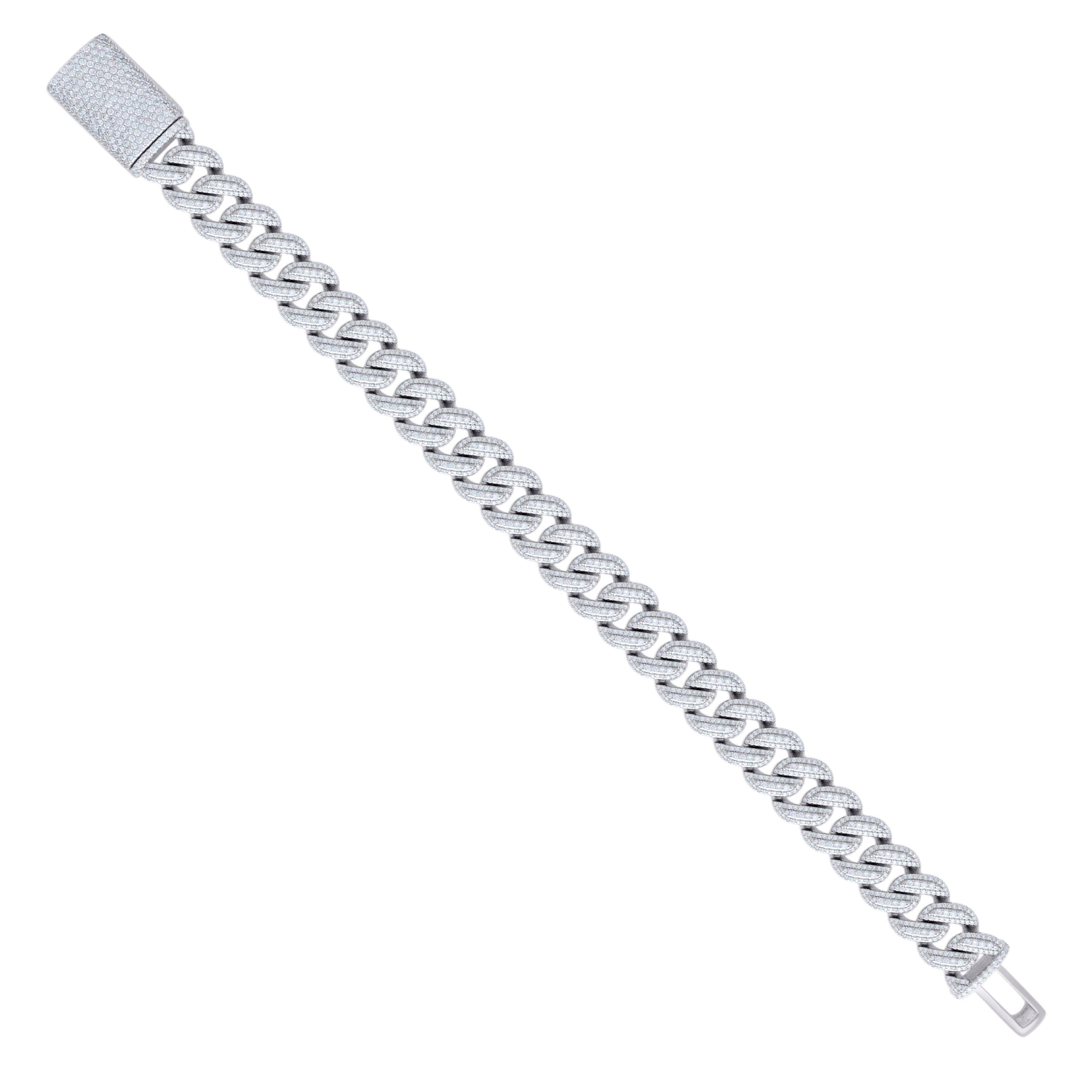925 Sterling Silver 10.10Ctw Moissanite Chain 12mm