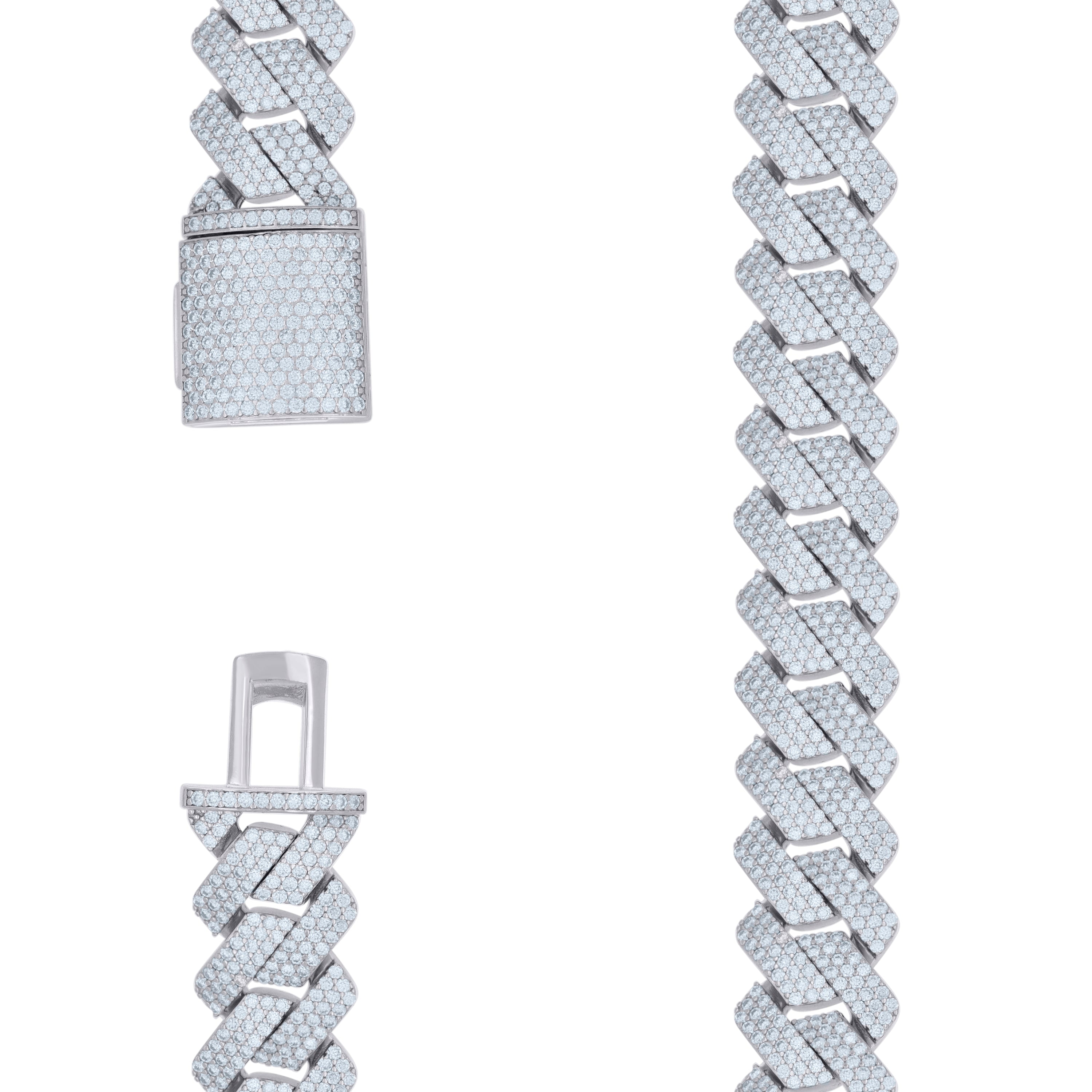 925 Sterling Silver 17.44Ctw Moissanite Chain 10mm