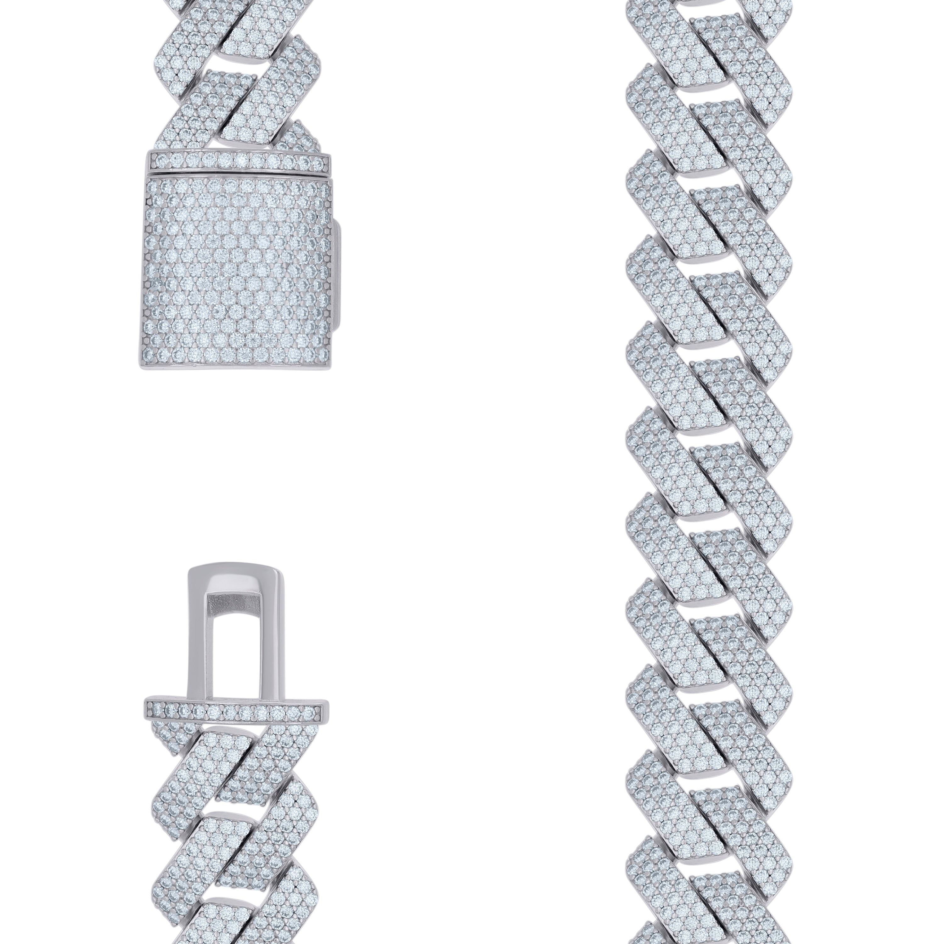 925 Sterling Silver 17.44Ctw Moissanite Chain 10mm